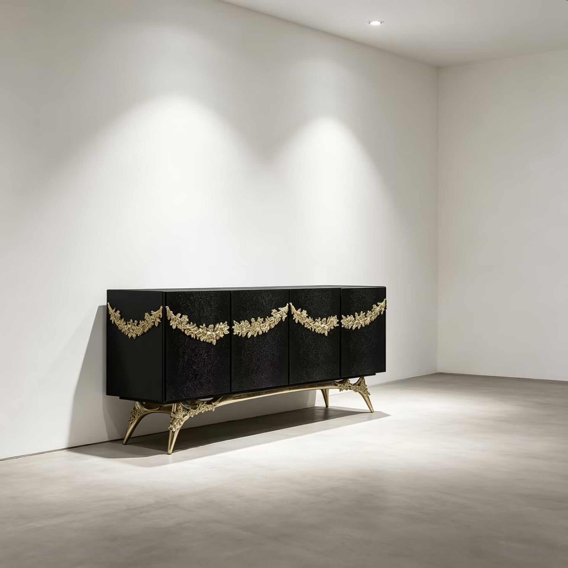 Majestic Unique Artistic Metal Relief Customize Leather Sideboard