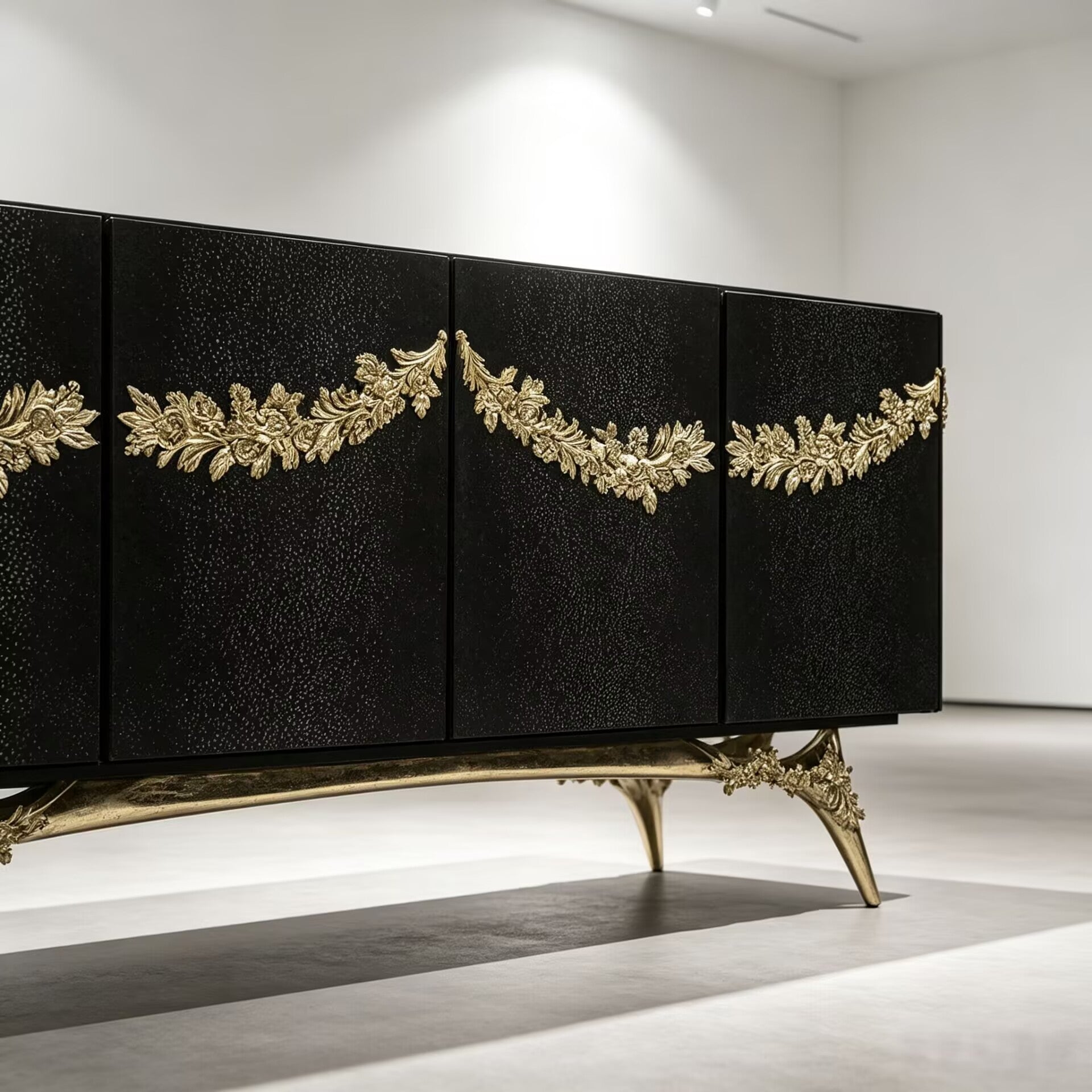 Majestic Unique Artistic Metal Relief Customize Leather Sideboard