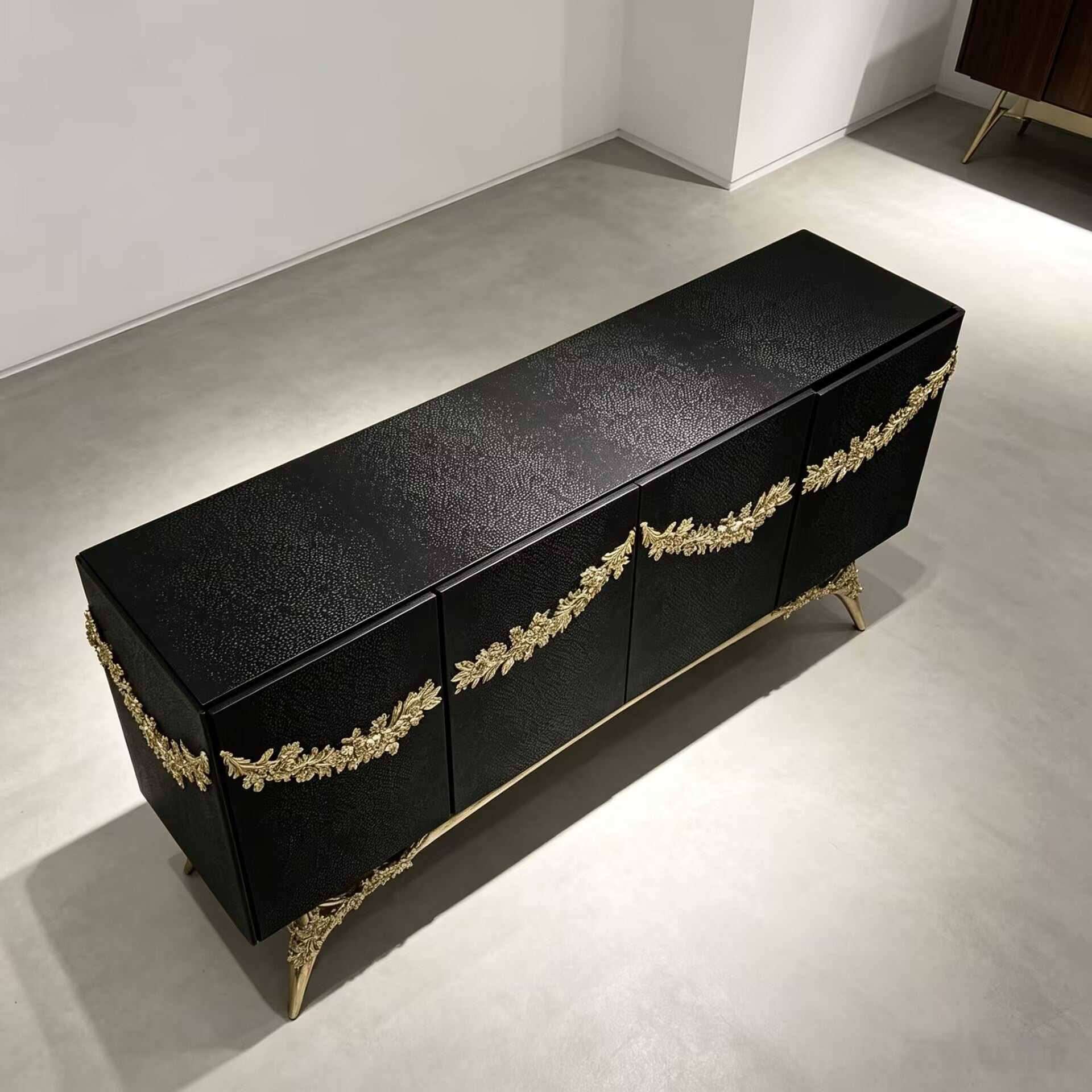 Majestic Unique Artistic Metal Relief Customize Leather Sideboard