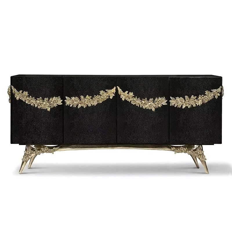 Majestic Unique Artistic Metal Relief Customize Leather Sideboard