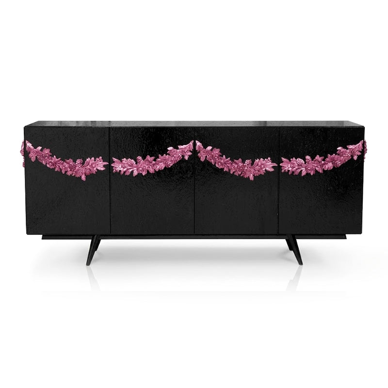 Majestic High-End Solid Wood Artistic Metal Carving Sideboard