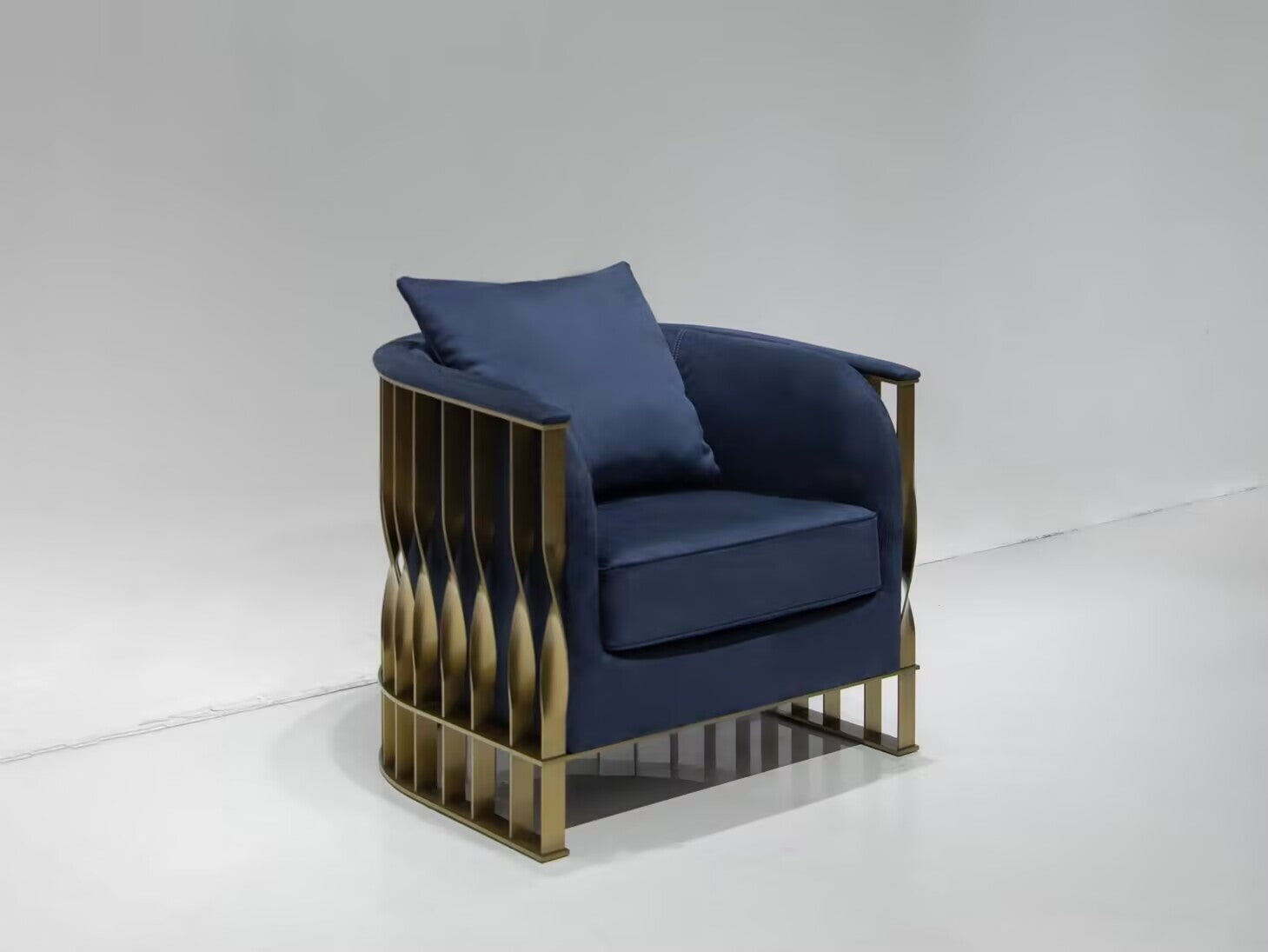Mandy High Quality Luxurious Metal Art Fabric Single Armchair