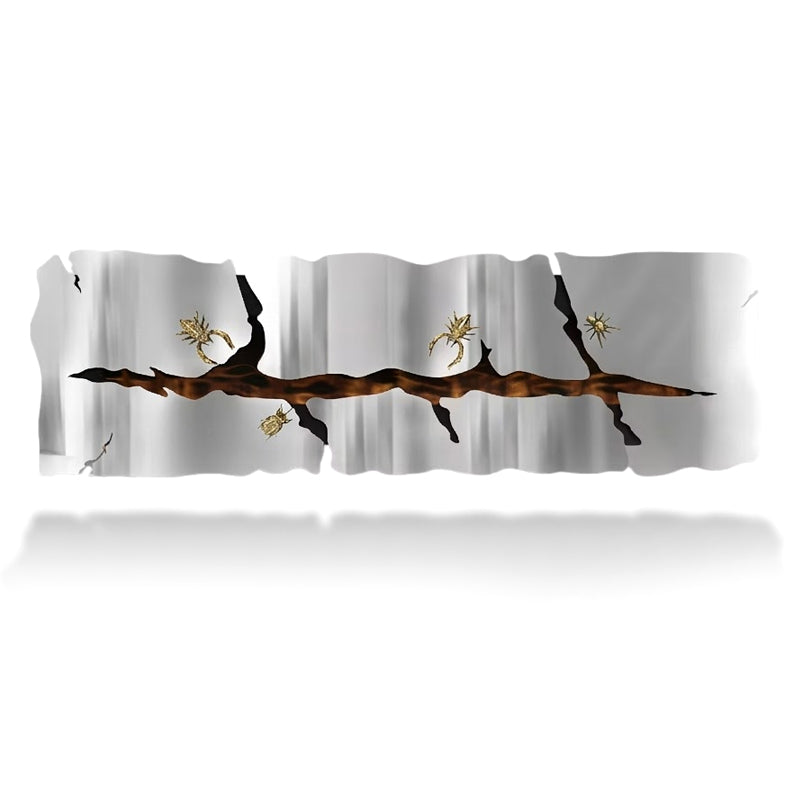 Metamorphosis Minimalist Solid Wood Irregular Art Metal Fireplace