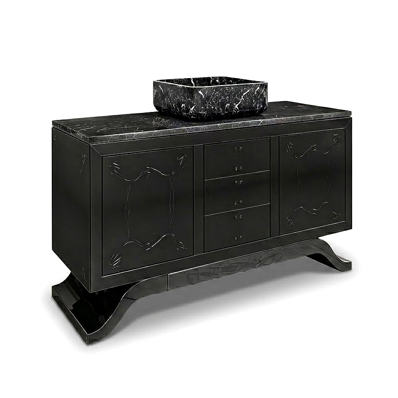 Metropolitan Minimalist Solid Wood Engraving Marble Washbasin