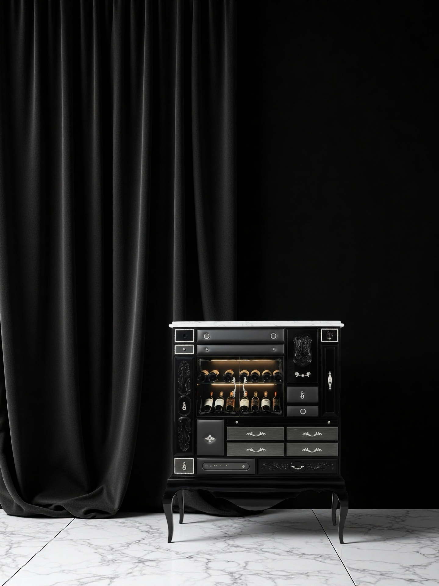 MONDRIAN CUPBOARD Classic luxury wine cabinet