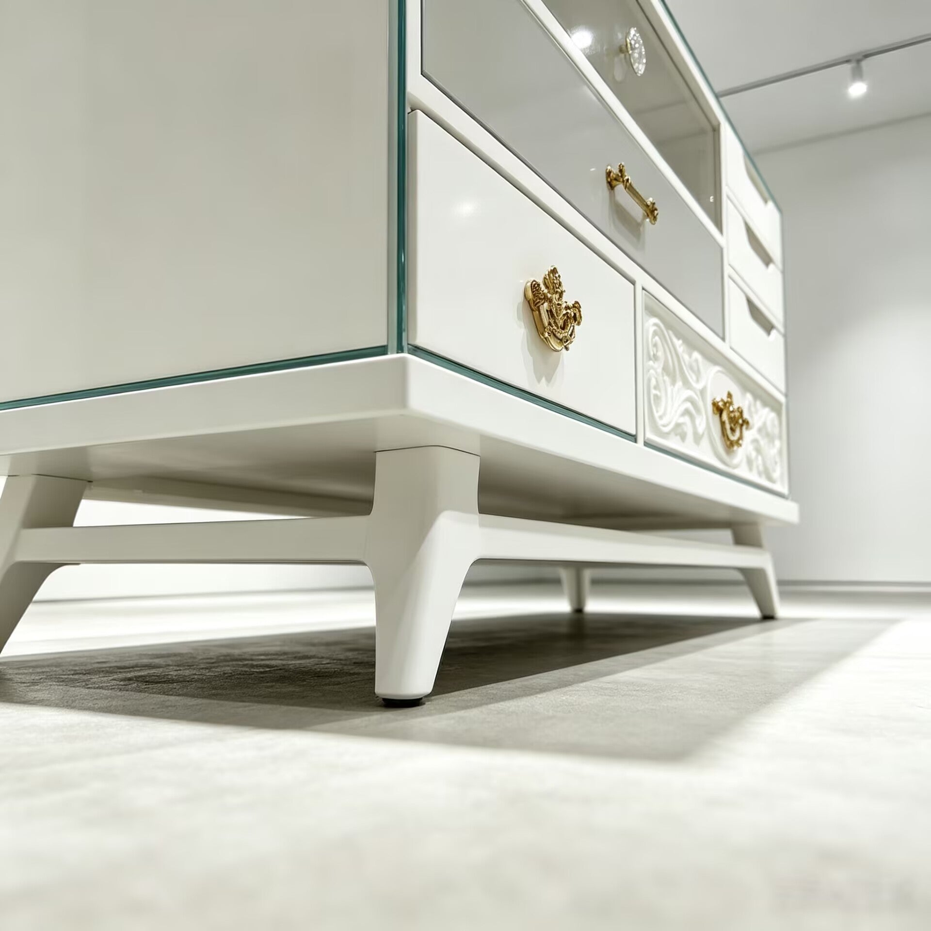 Mondrian Modern Simple Solid Wood Designer Glass Nightstand