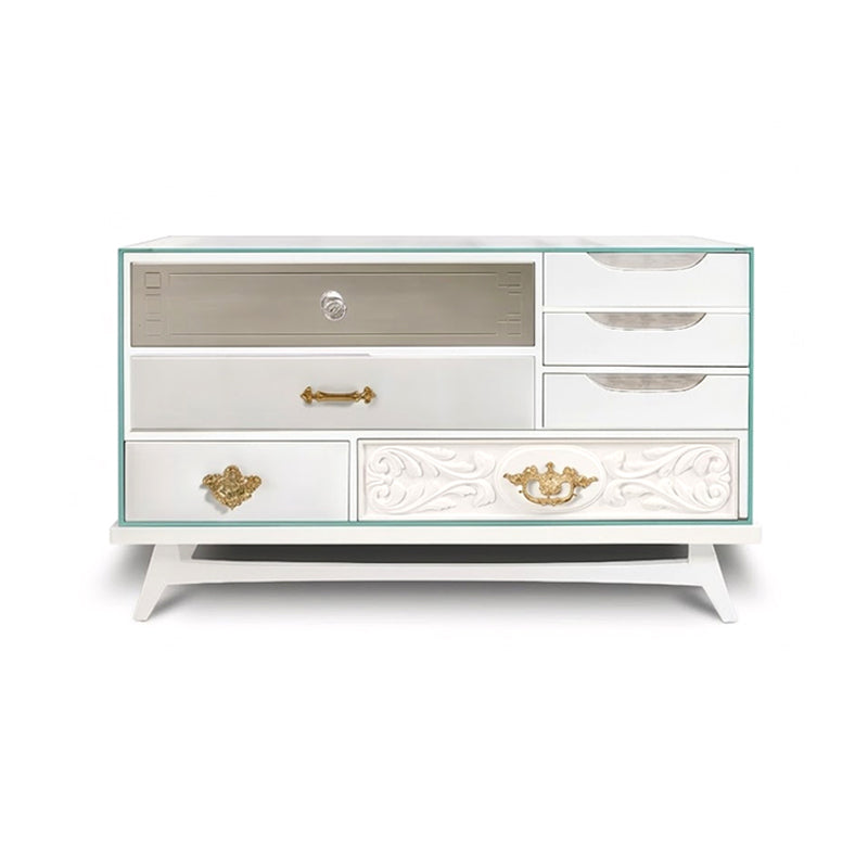 Mondrian Modern Simple Solid Wood Designer Glass Nightstand