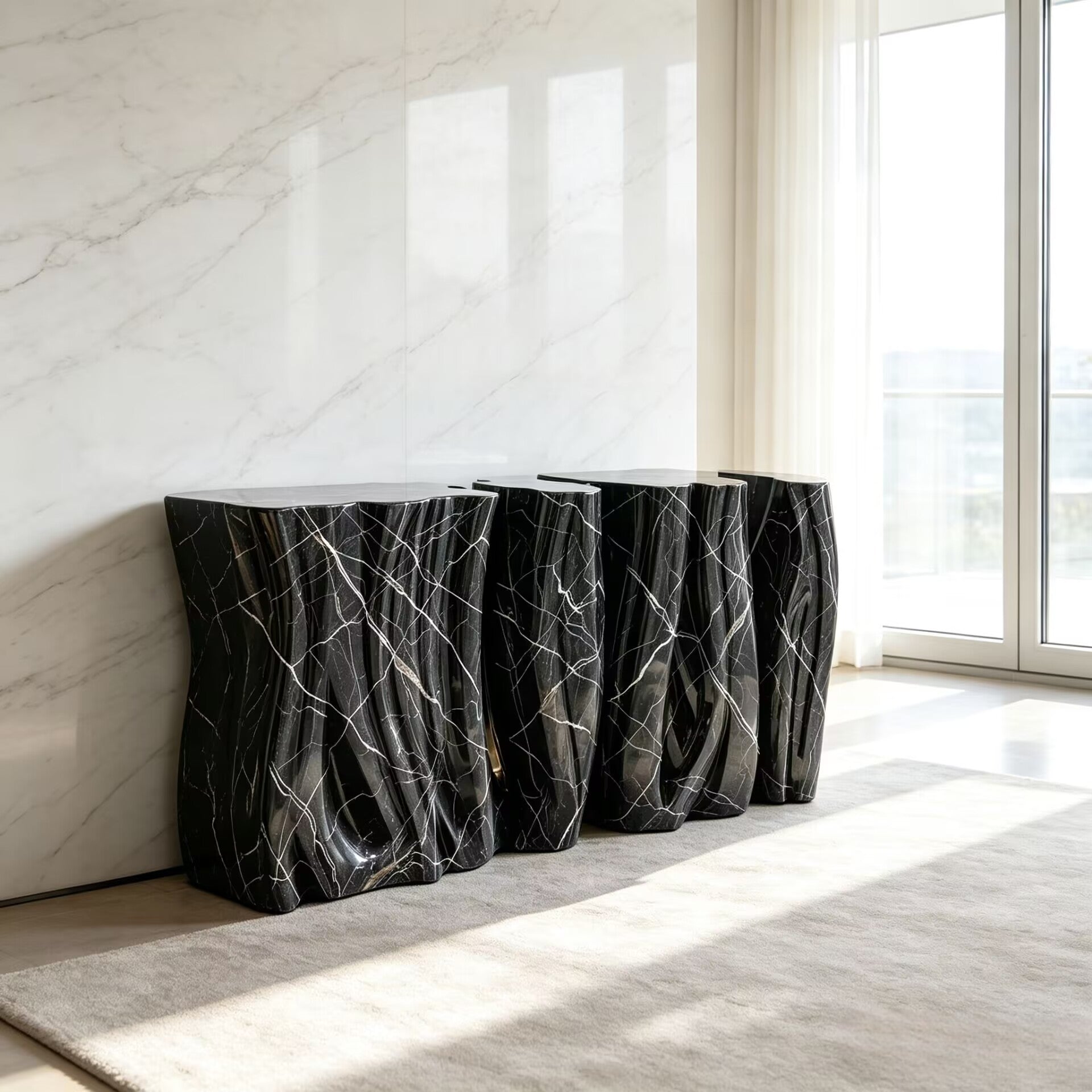 Monochrome Modern Designer Irregular Creativity Marble Console