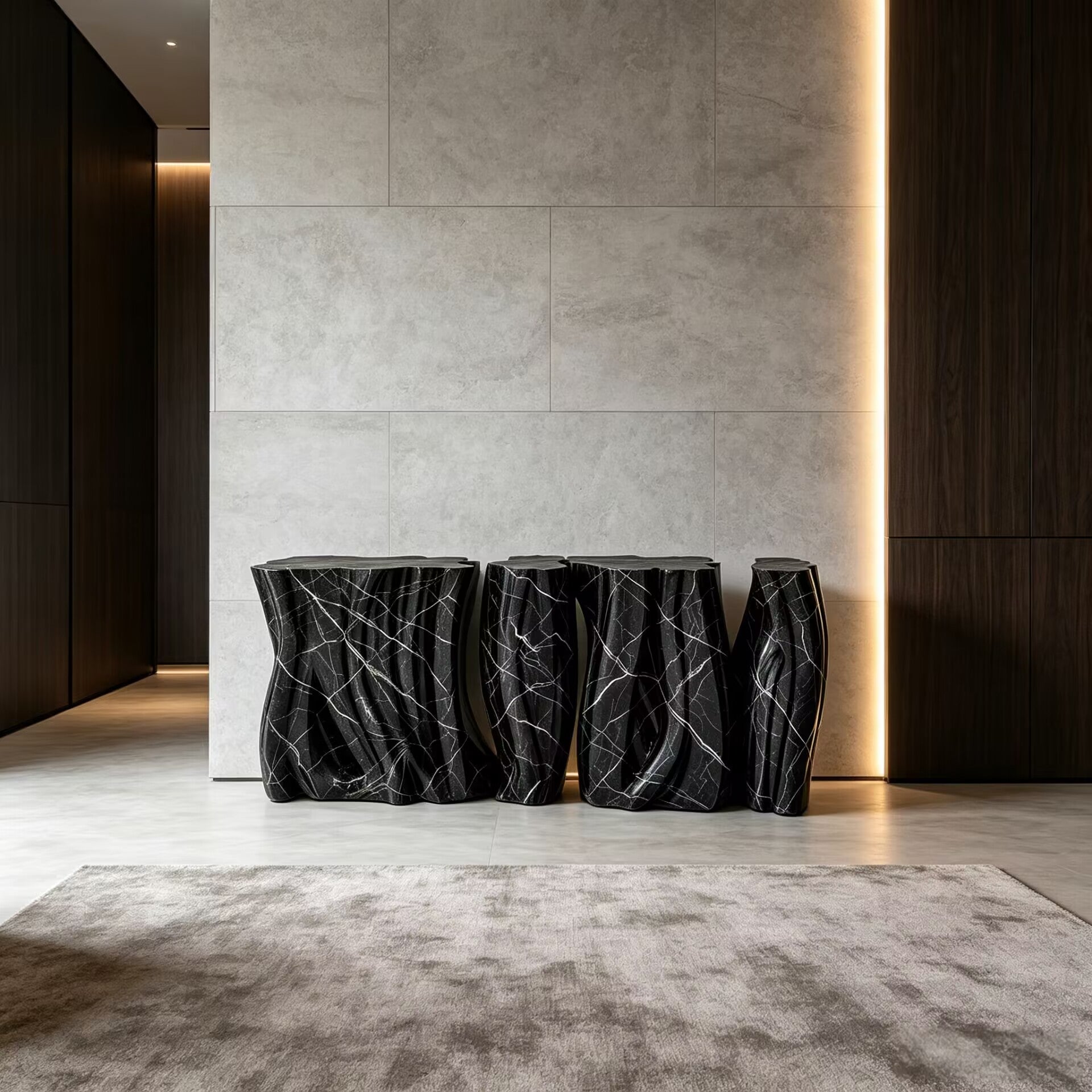 Monochrome Modern Designer Irregular Creativity Marble Console