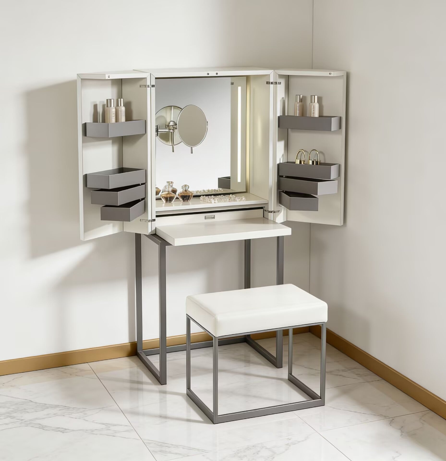 Magic Cube Italian Luxurious Bedroom Solid Wood Dressing Table