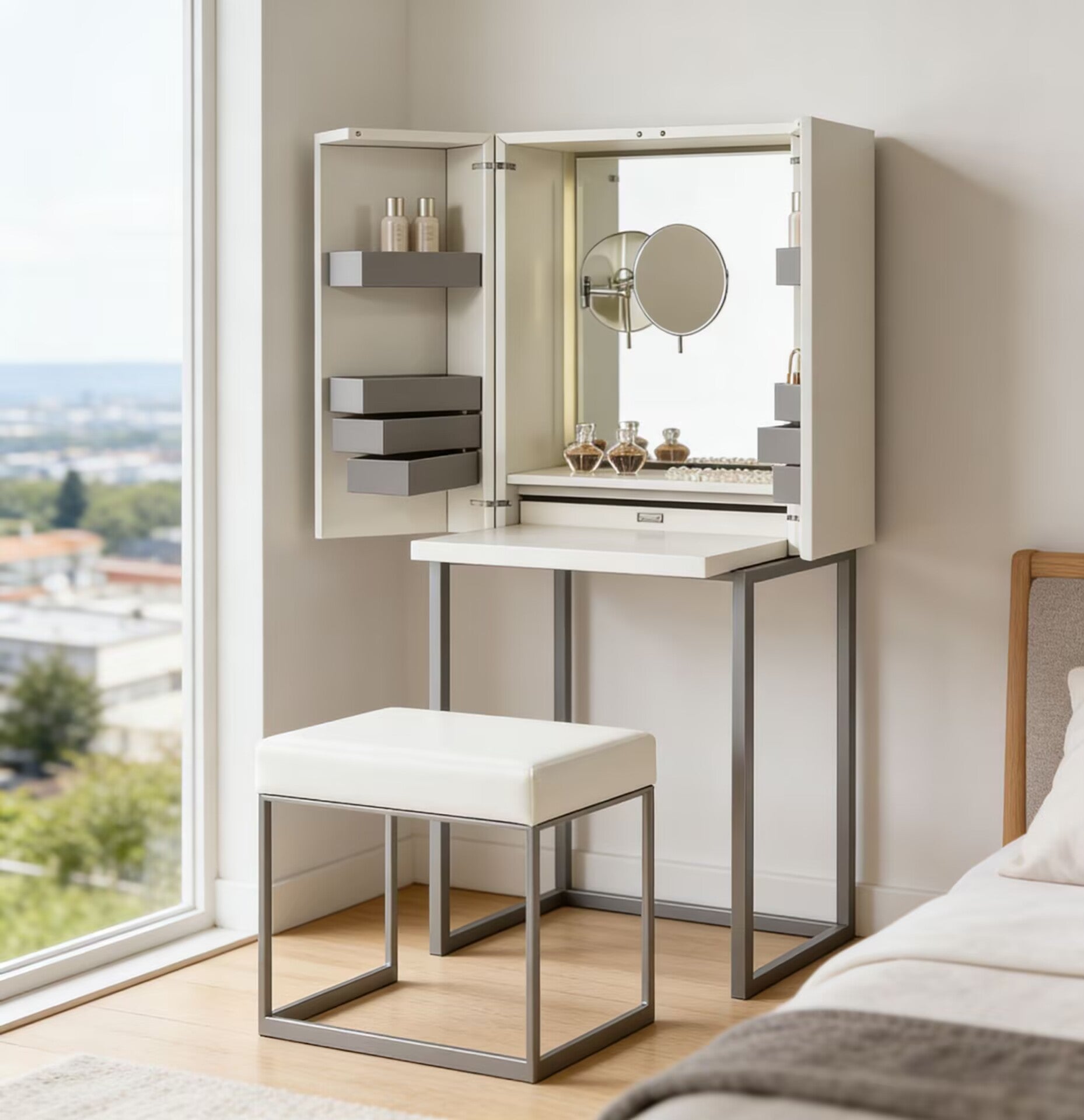 Magic Cube Italian Luxurious Bedroom Solid Wood Dressing Table