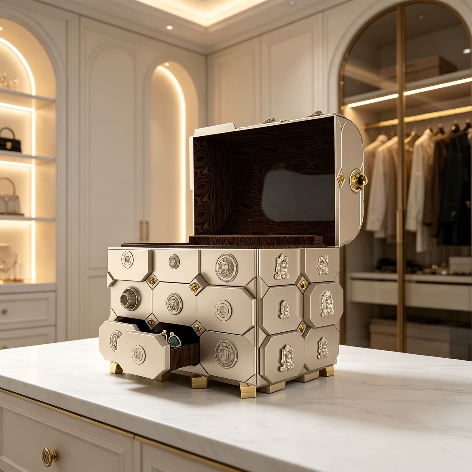 Maharaja Unique Creativity Solid Wood Metal Jewelry Cabinet