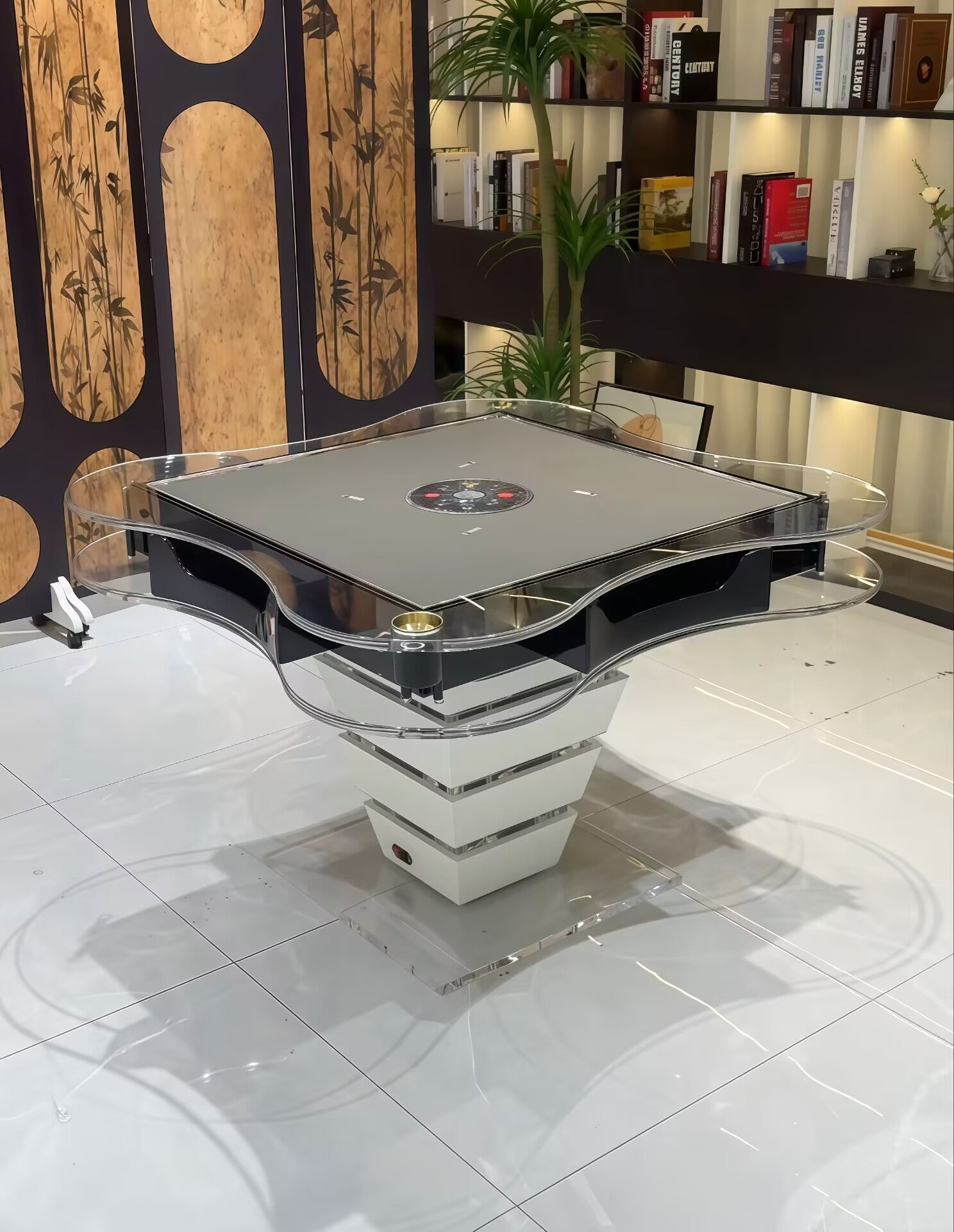 Unique Art Solid Wood Simple Transparent Acrylic Mahjong Table