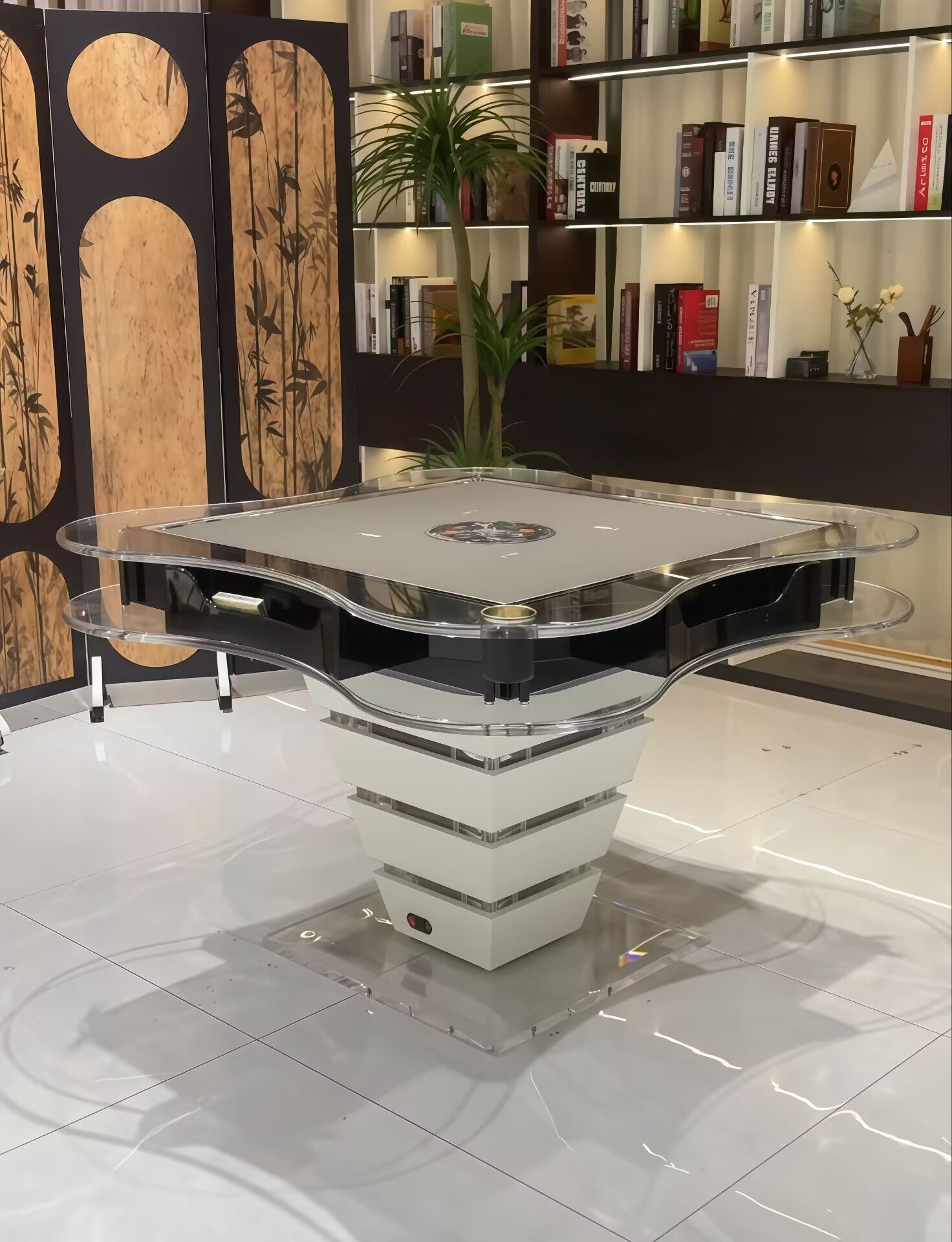 Unique Art Solid Wood Simple Transparent Acrylic Mahjong Table