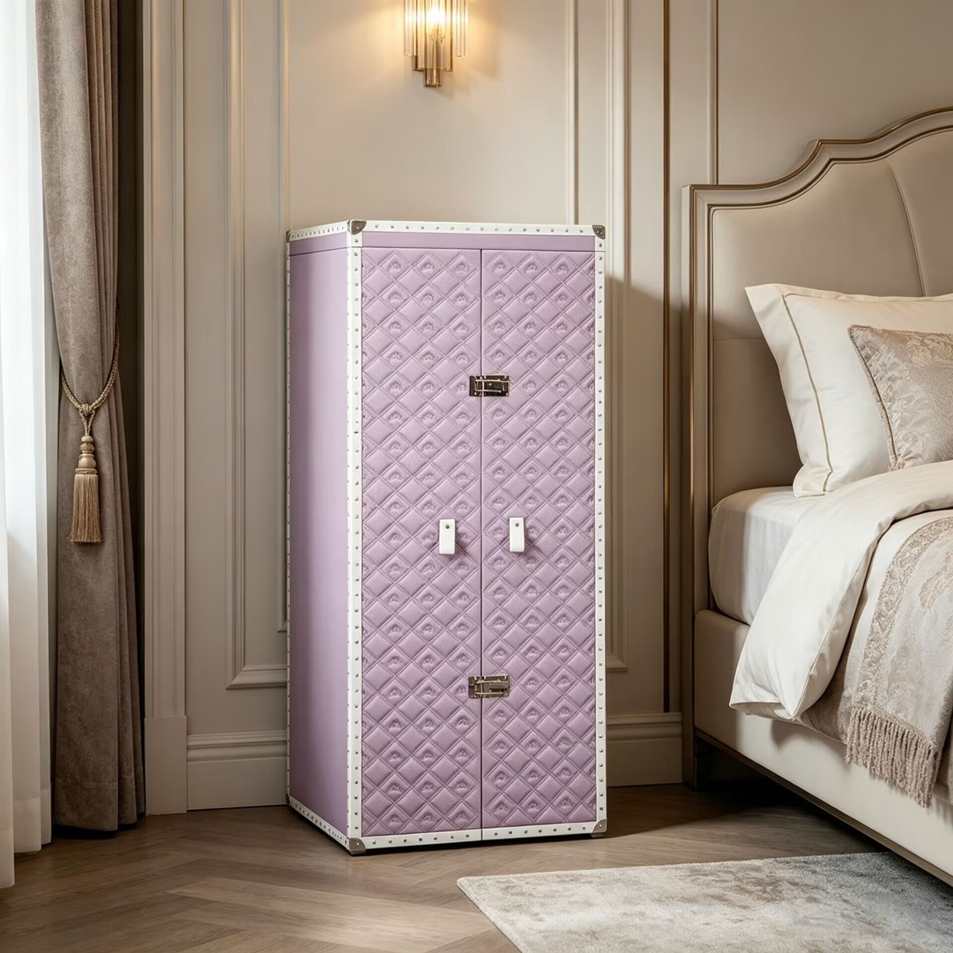 Maison Trunk Luxury Villa Bedroom Solid Wood Leather Jewelry Cabinet