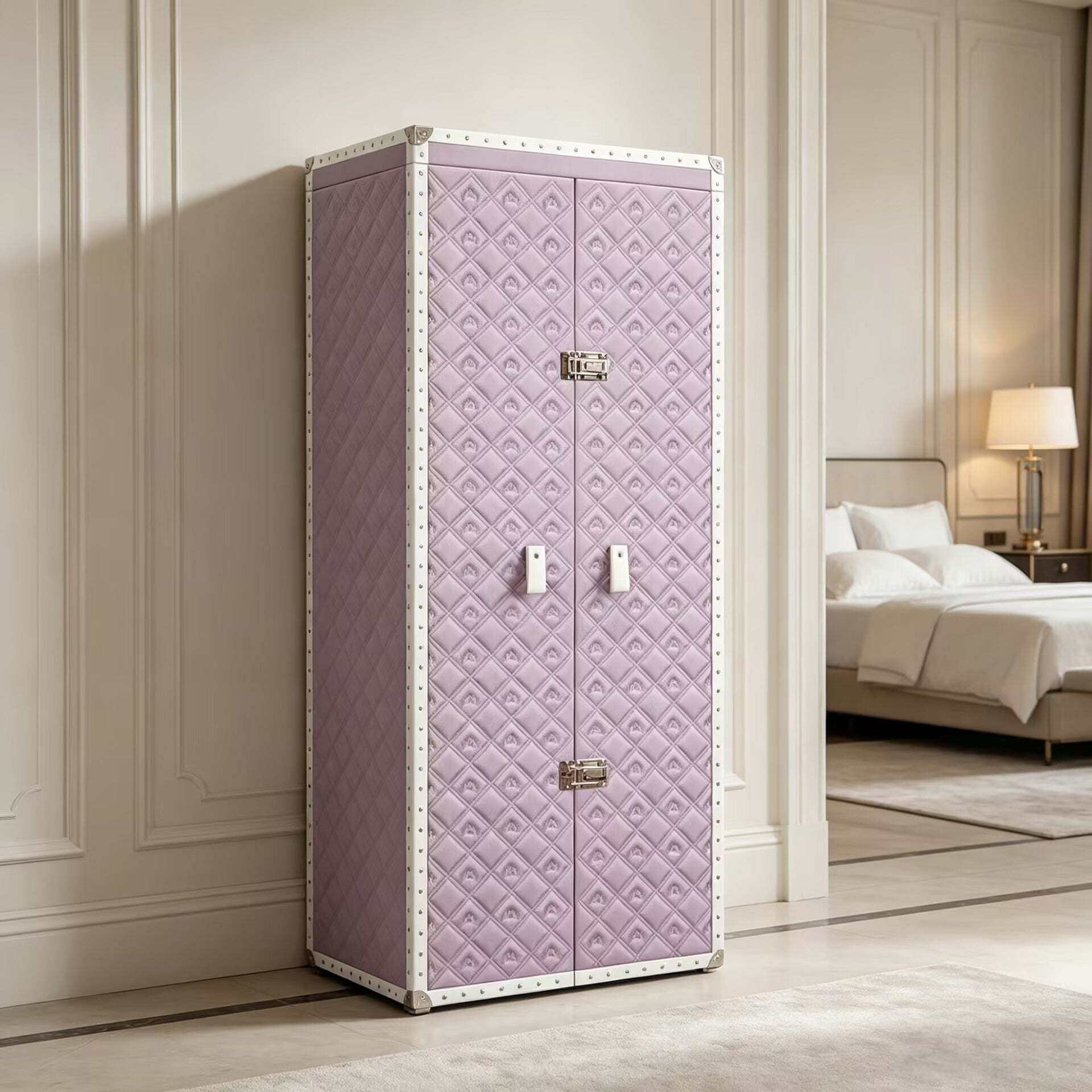 Maison Trunk Luxury Villa Bedroom Solid Wood Leather Jewelry Cabinet