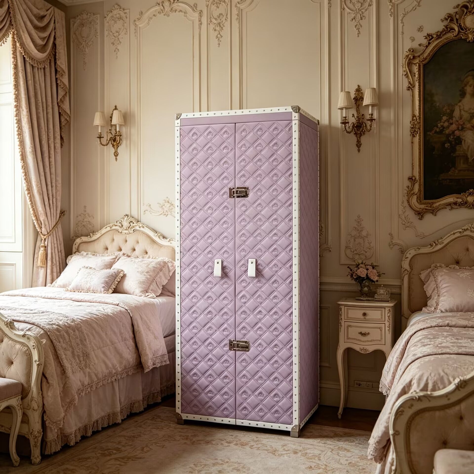 Maison Trunk Luxury Villa Bedroom Solid Wood Leather Jewelry Cabinet
