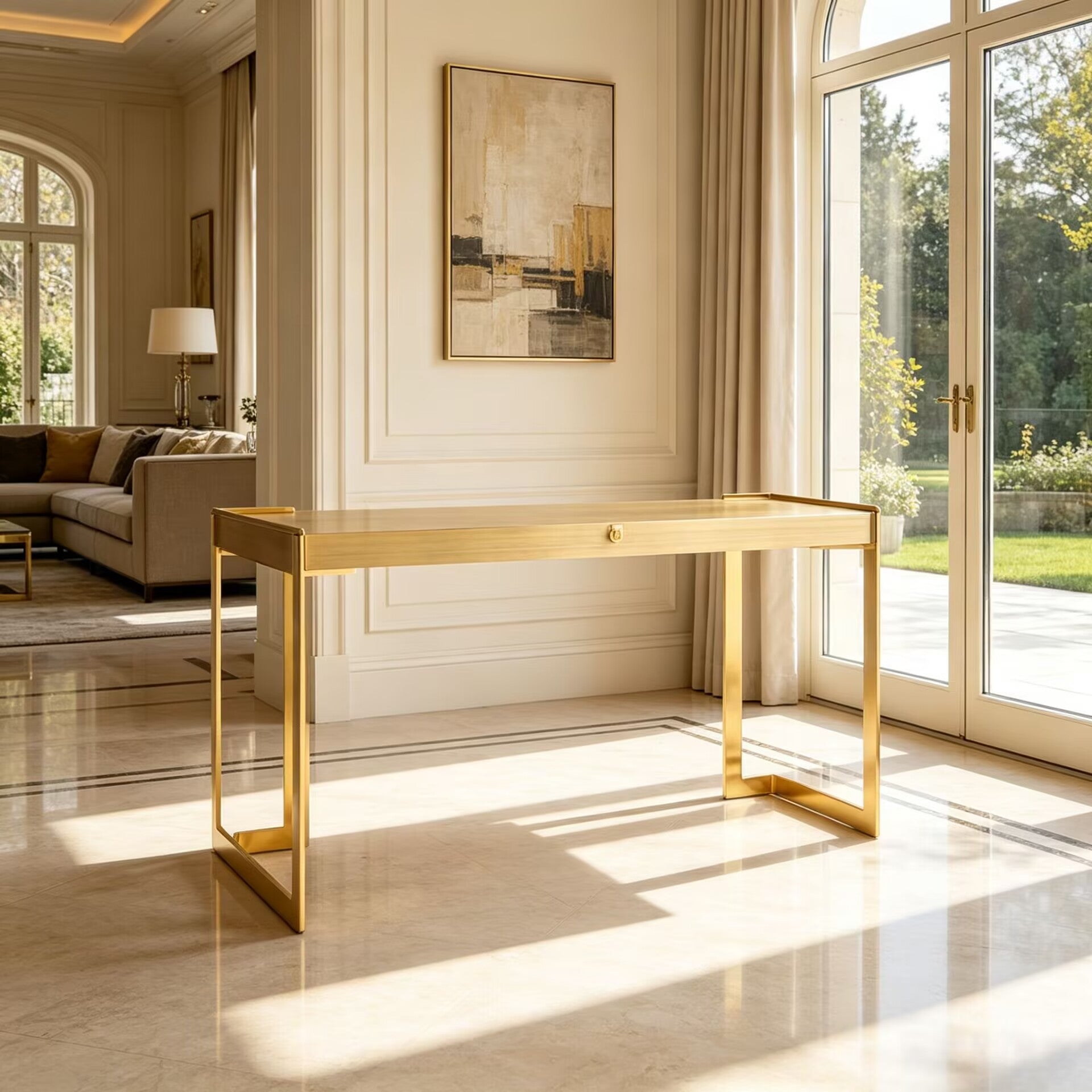 Medusa Italian Luxury Unique Simple Stainless Steel Solid Wood Console