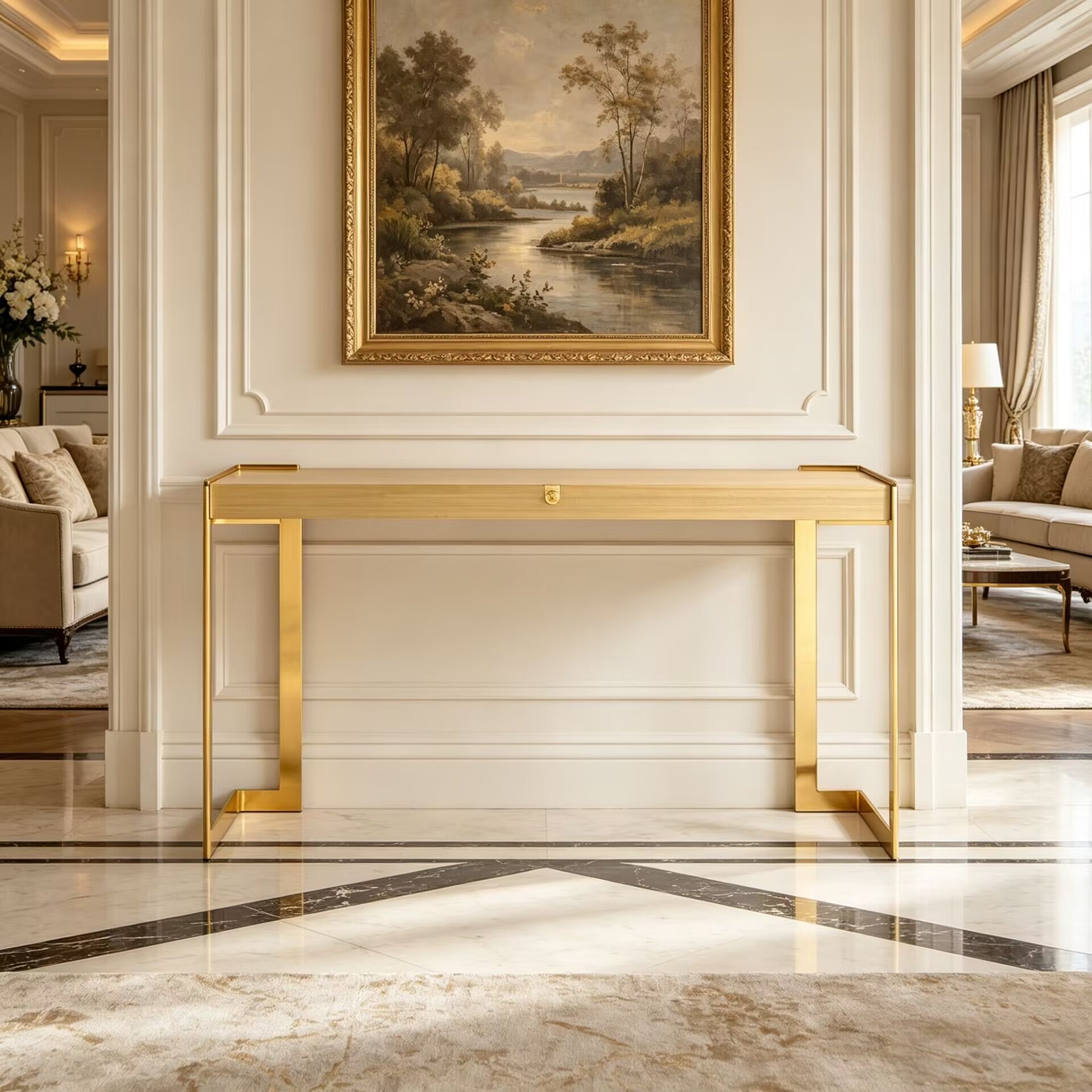 Medusa Italian Luxury Unique Simple Stainless Steel Solid Wood Console