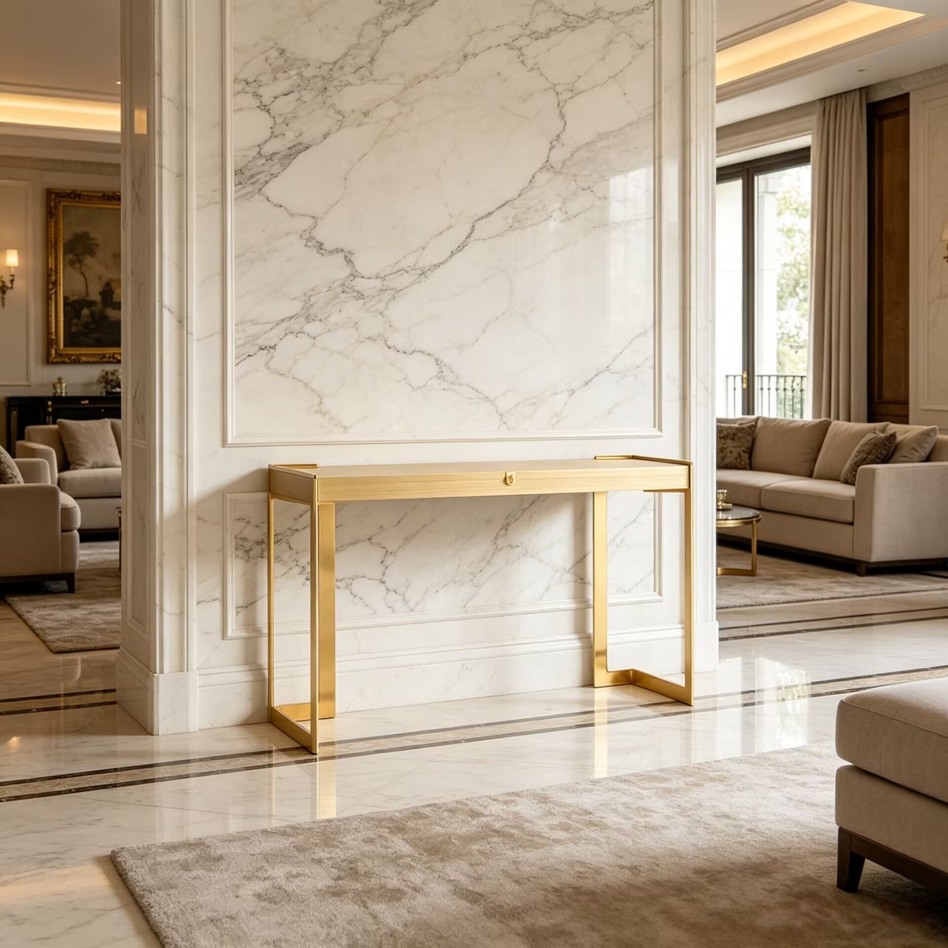 Medusa Italian Luxury Unique Simple Stainless Steel Solid Wood Console