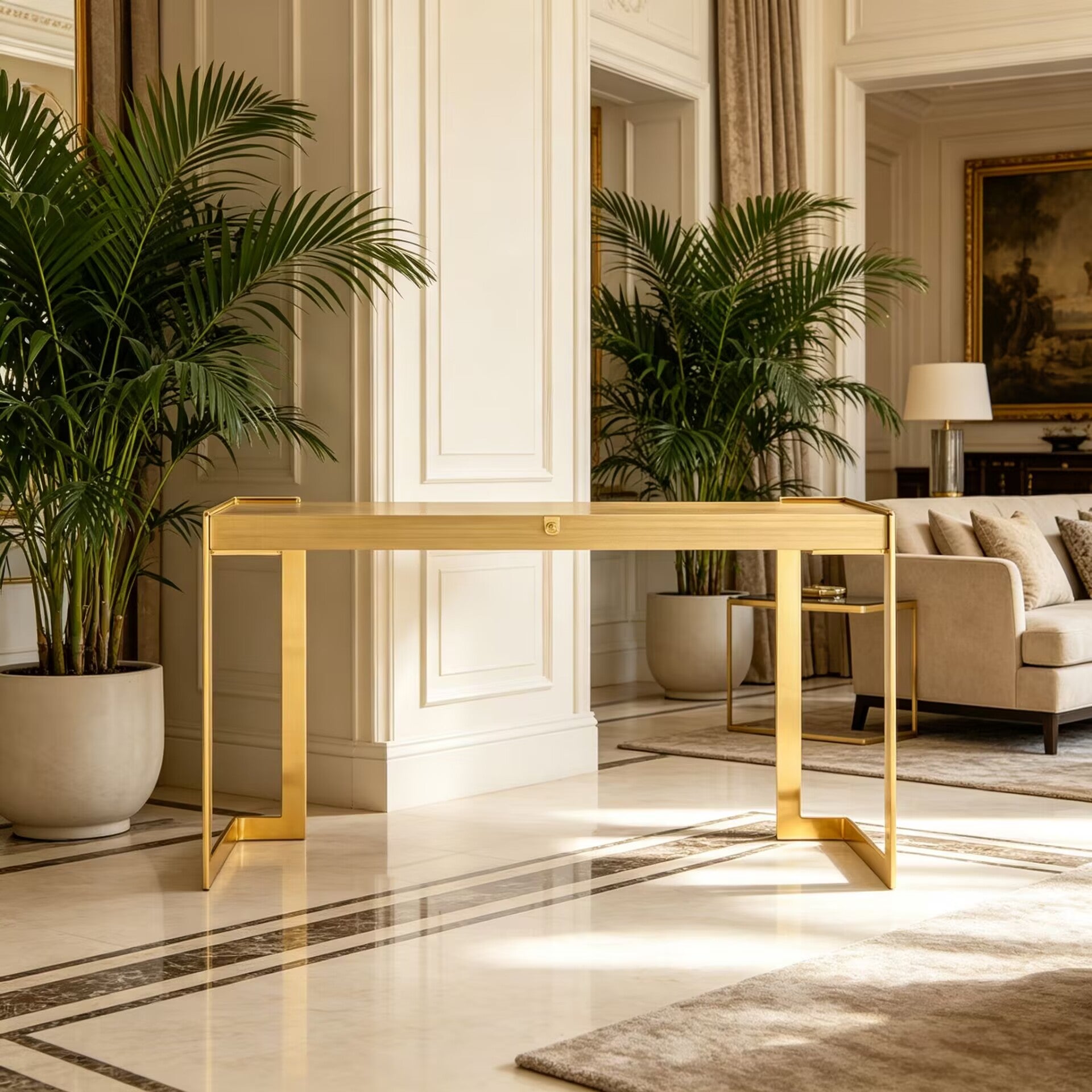 Medusa Italian Luxury Unique Simple Stainless Steel Solid Wood Console