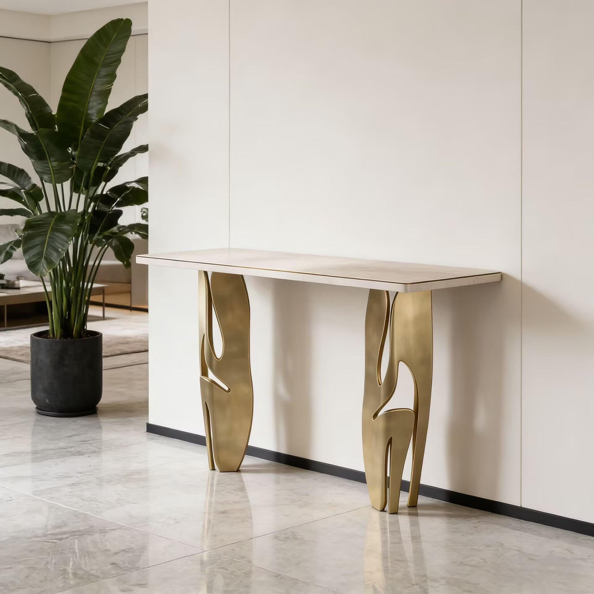 Metropolis Ii Luxury Modern Minimalism Stainless Steel Console