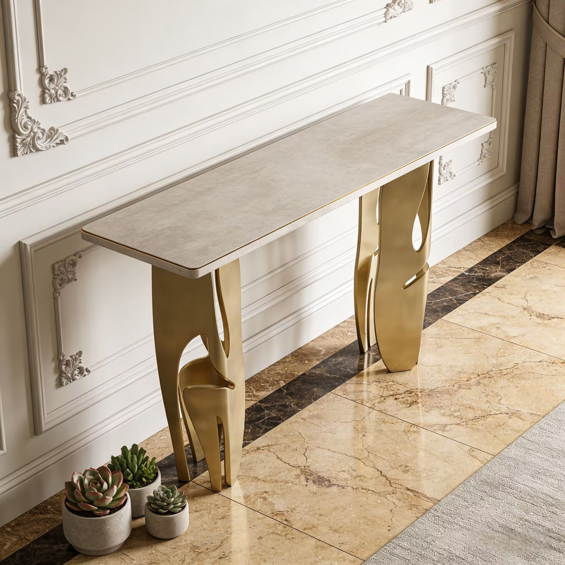 Metropolis Ii Luxury Modern Minimalism Stainless Steel Console