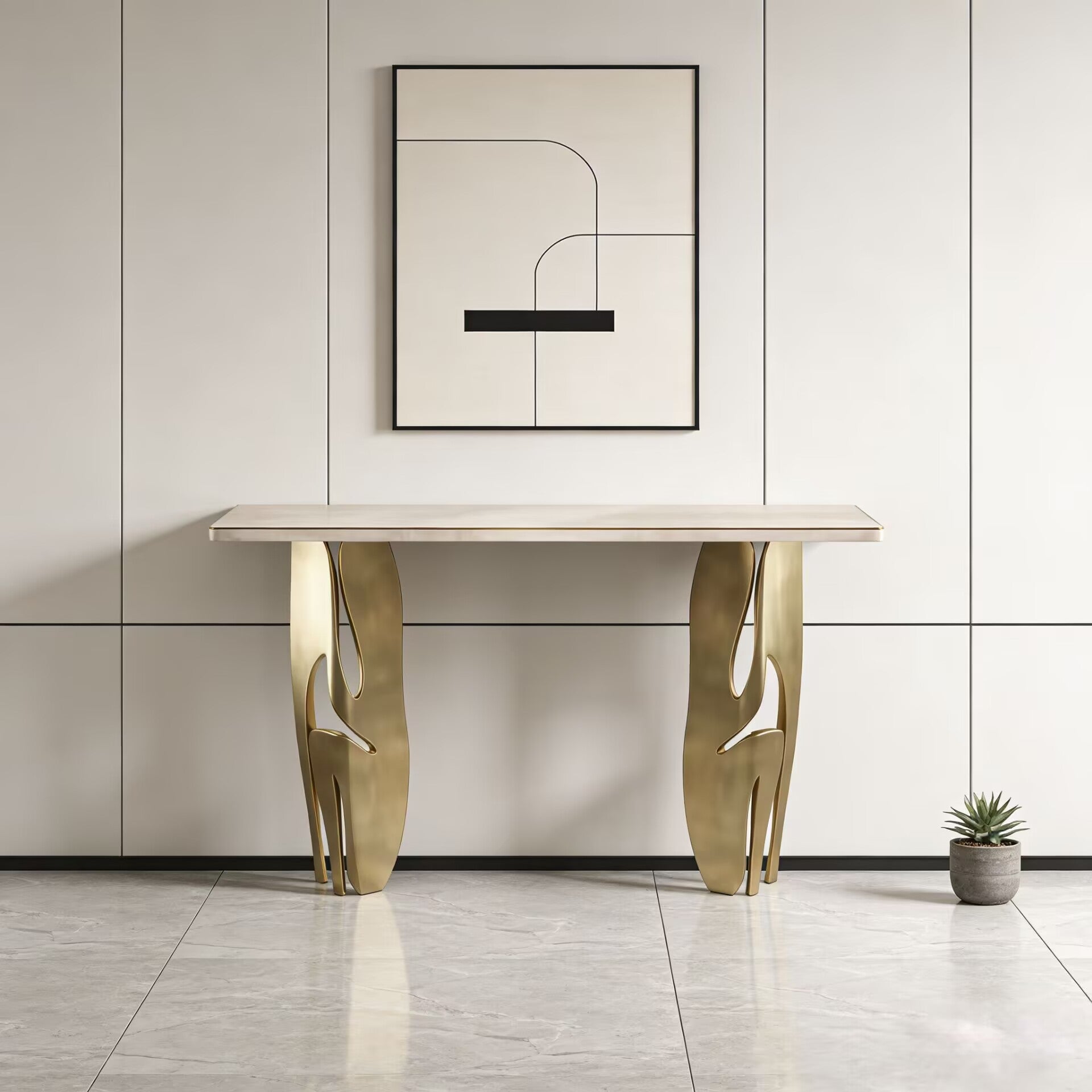 Metropolis Ii Luxury Modern Minimalism Stainless Steel Console