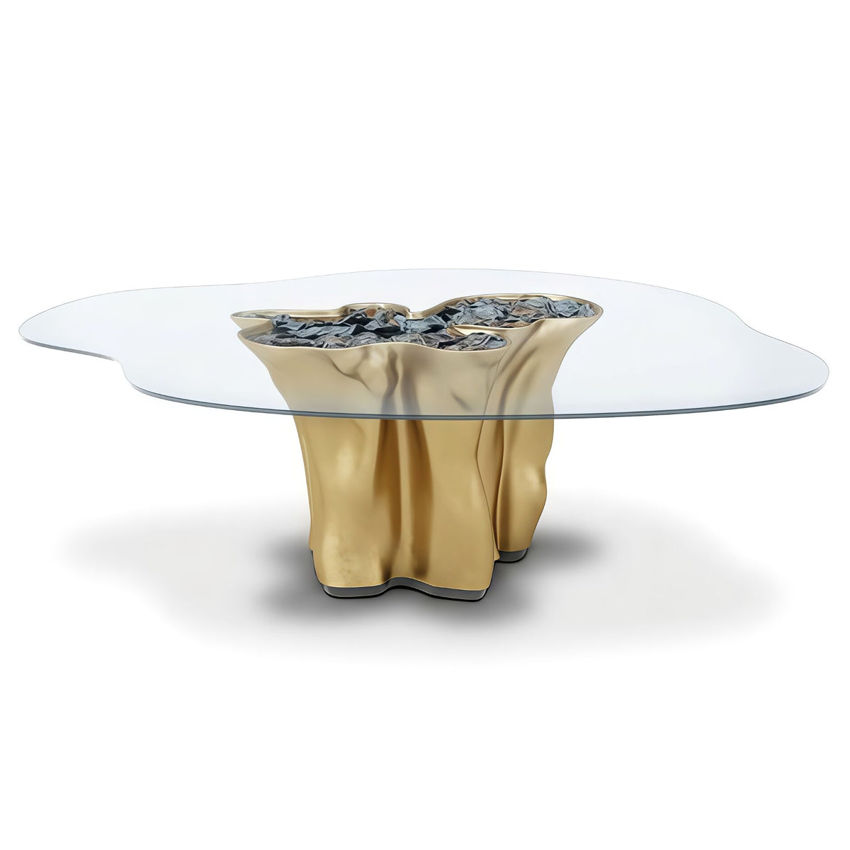 Money Luxury Unique Solid Wood Art Glass Customize Dining Table