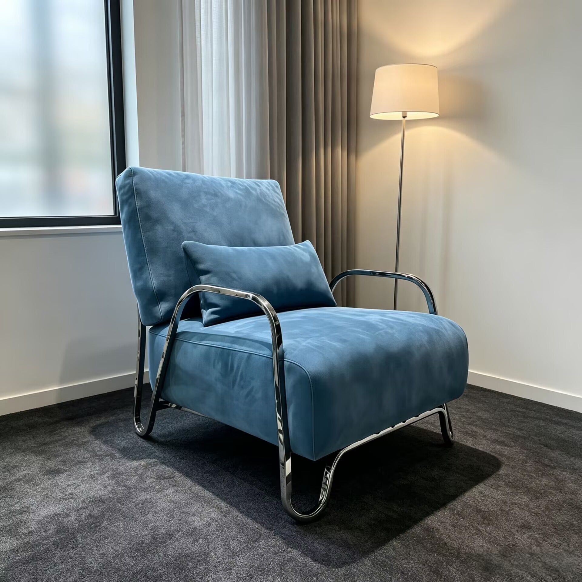 Moonlight High-End Stainless Steel Creative Minimalism Fabric Sofa Chair