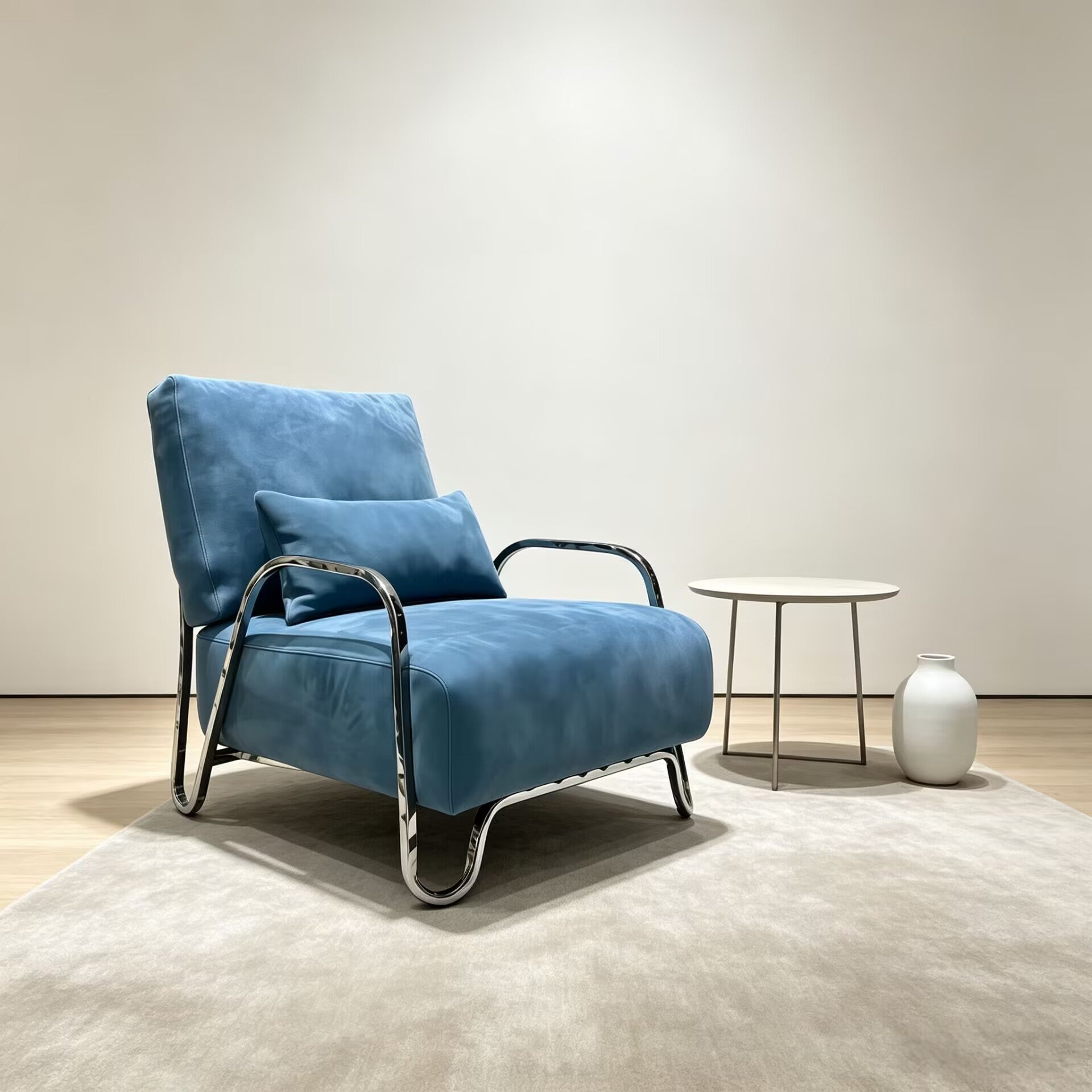 Moonlight High-End Stainless Steel Creative Minimalism Fabric Sofa Chair