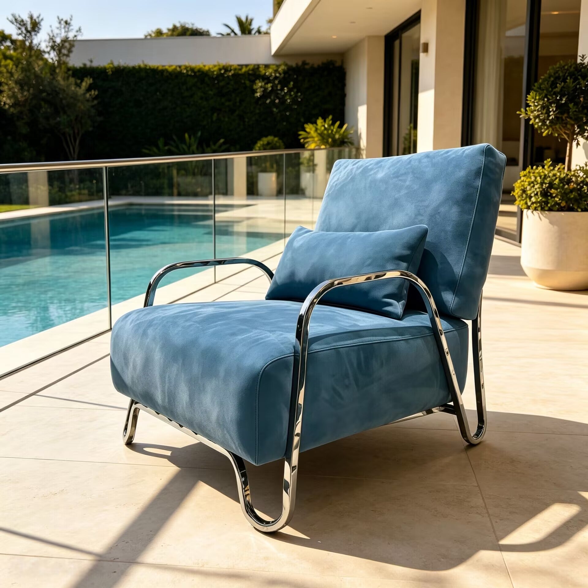 Moonlight High-End Stainless Steel Creative Minimalism Fabric Sofa Chair
