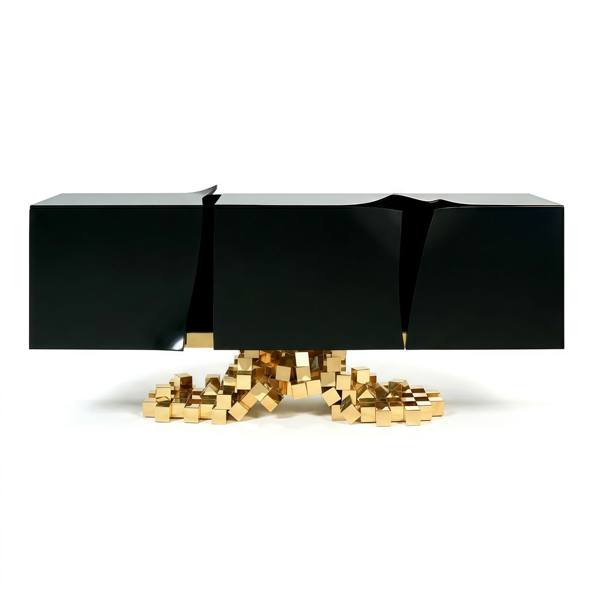 Mosaic Luxurious Creative Geometry Metal Lacquered Solid Wood Sideboard