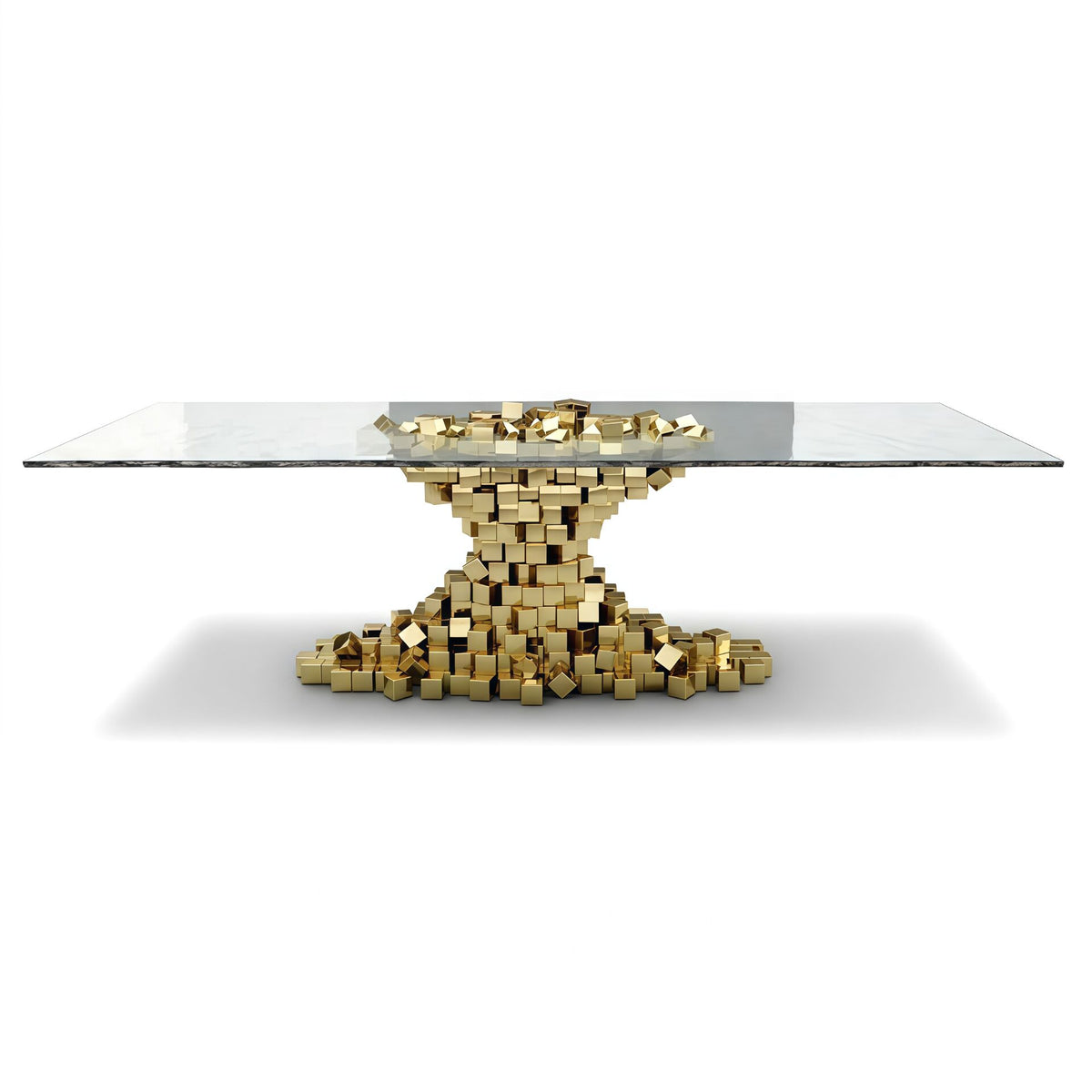 Mosaic High Quality Creative Geometry Metal Glass Rectangle Dining Table