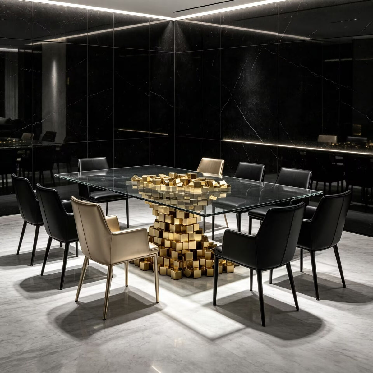 Mosaic High Quality Creative Geometry Metal Glass Rectangle Dining Table