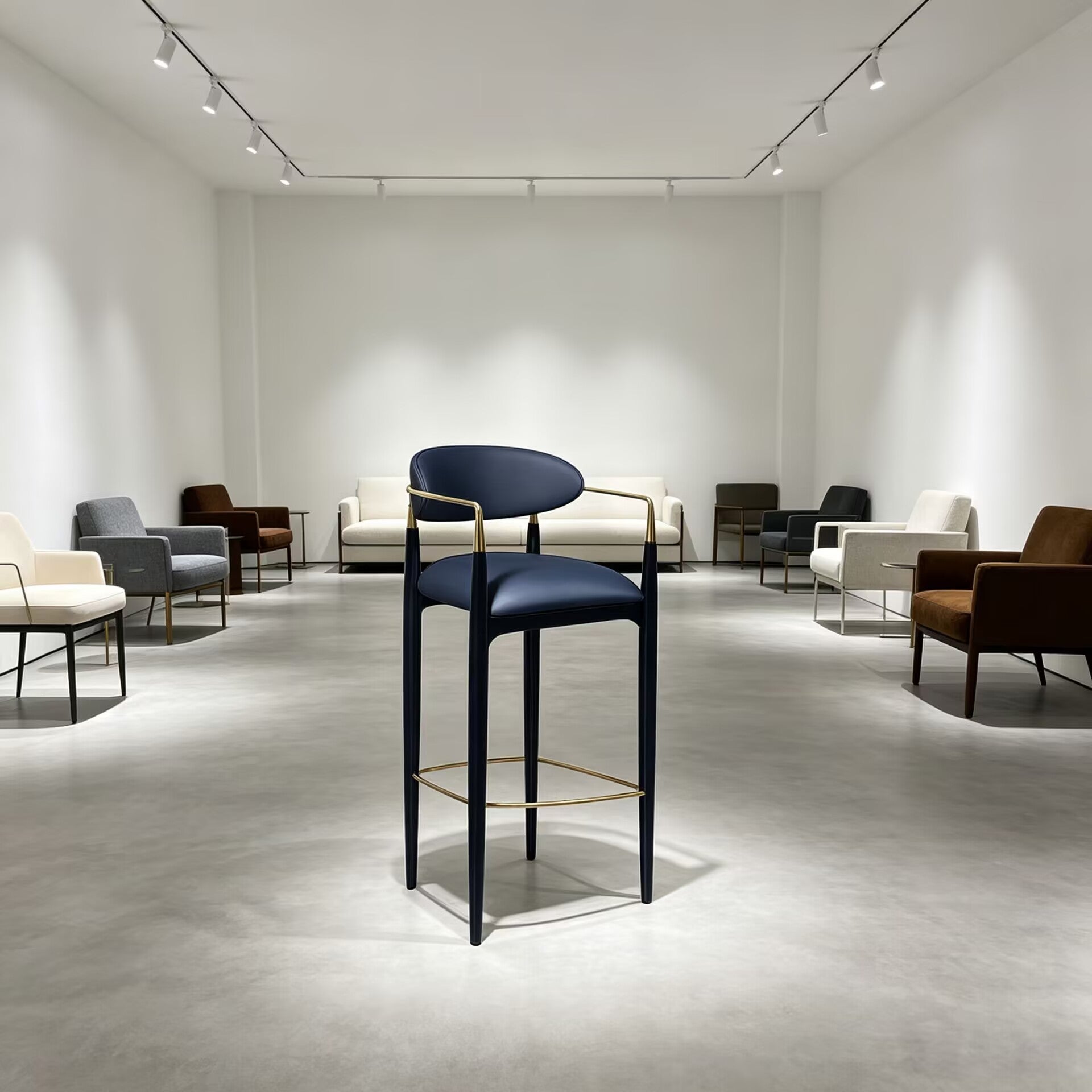 Nahema Italian High-End Artistic Solid Wood Fabric Bar Stool