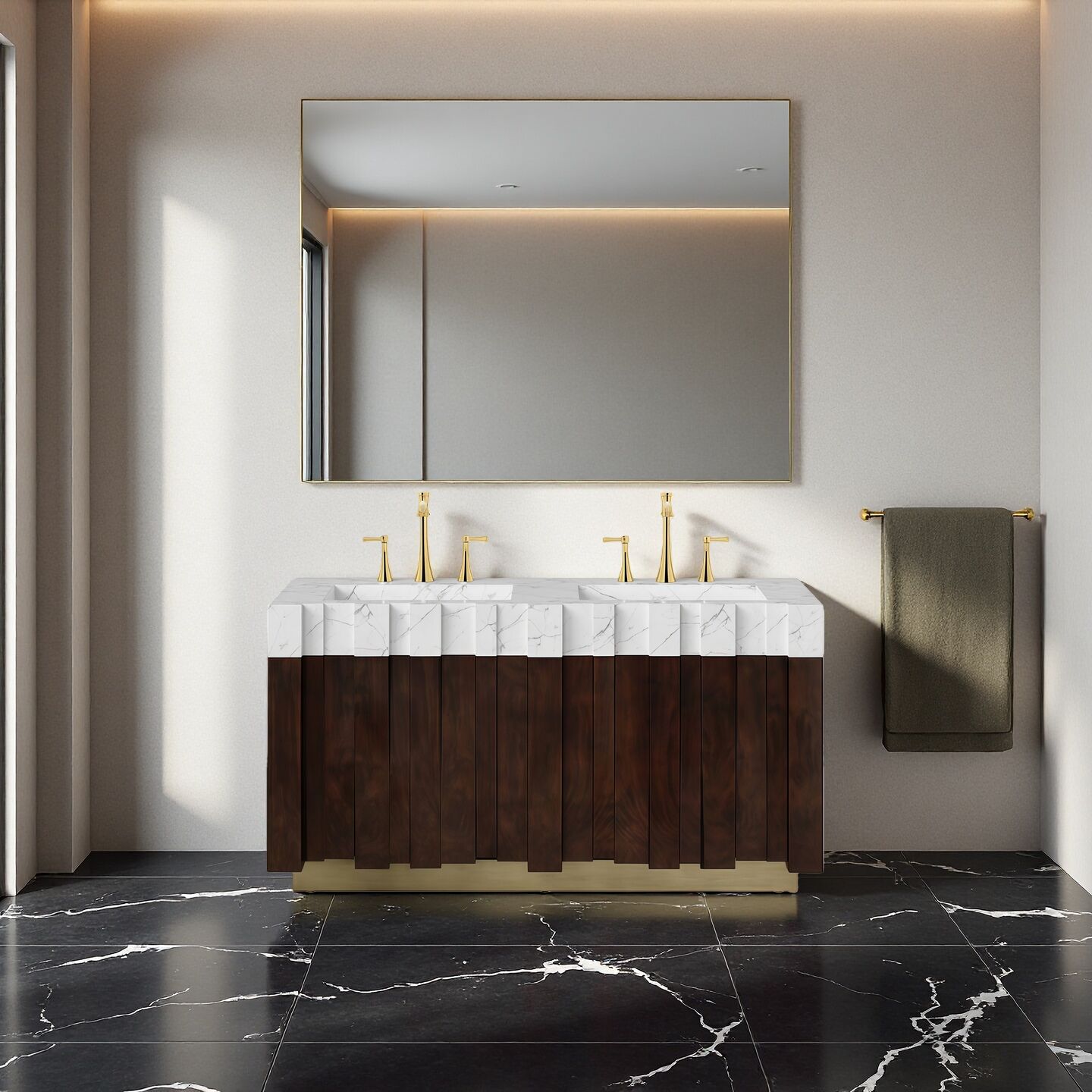 Nazca Modern High End Art Marble Double Hole Washbasin