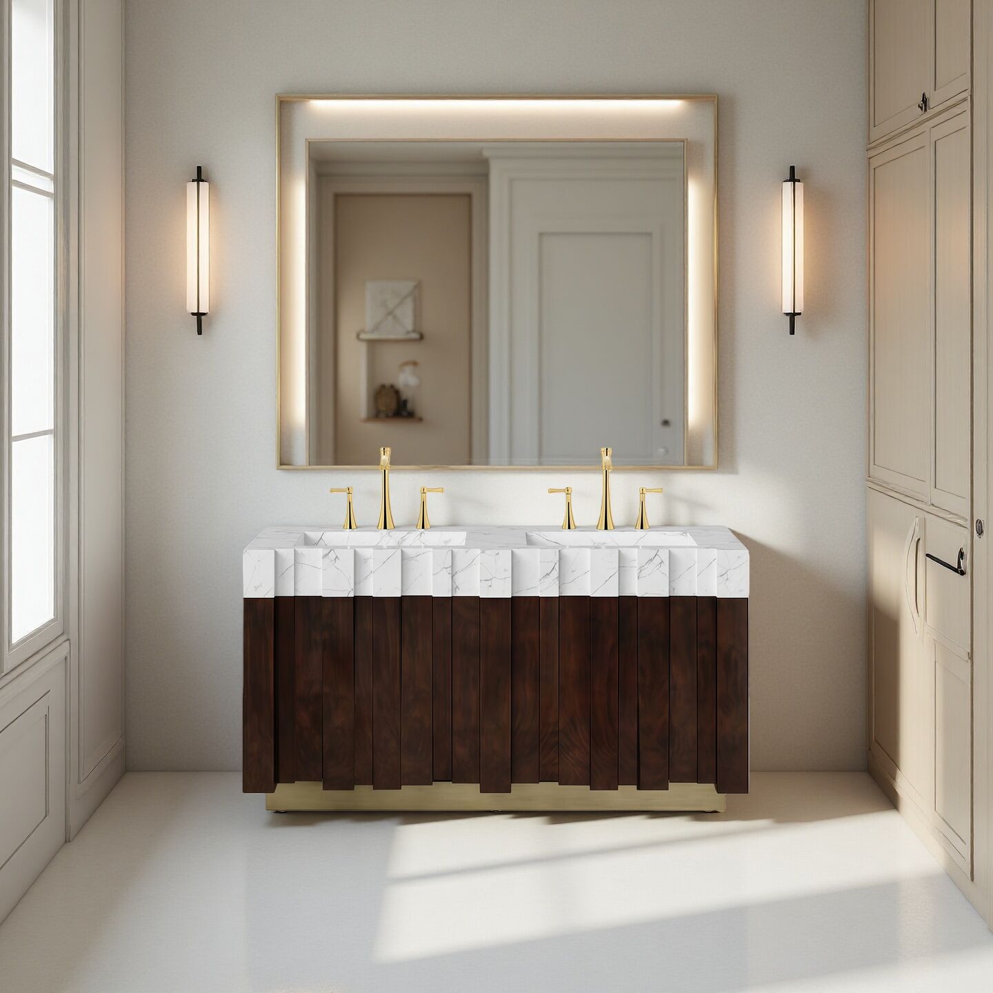 Nazca Modern High End Art Marble Double Hole Washbasin