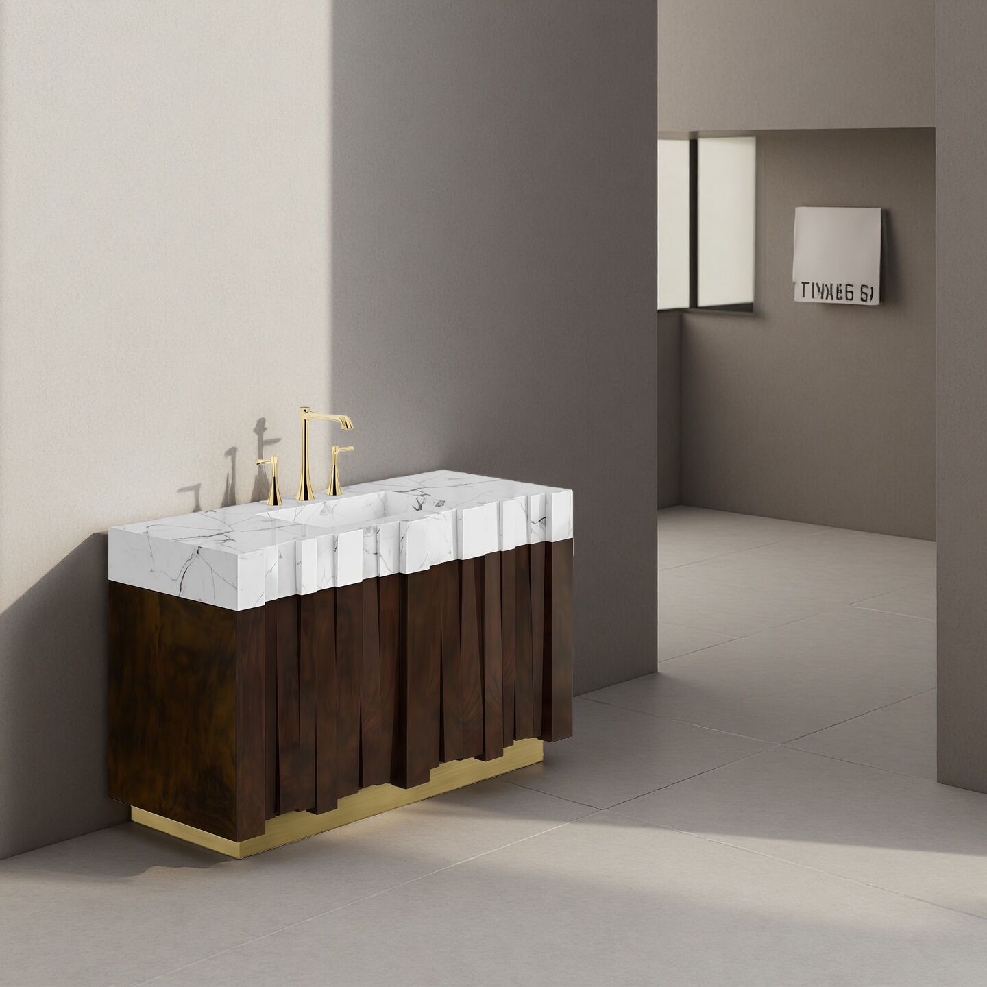 Nazca Modern High End Art Marble Double Hole Washbasin