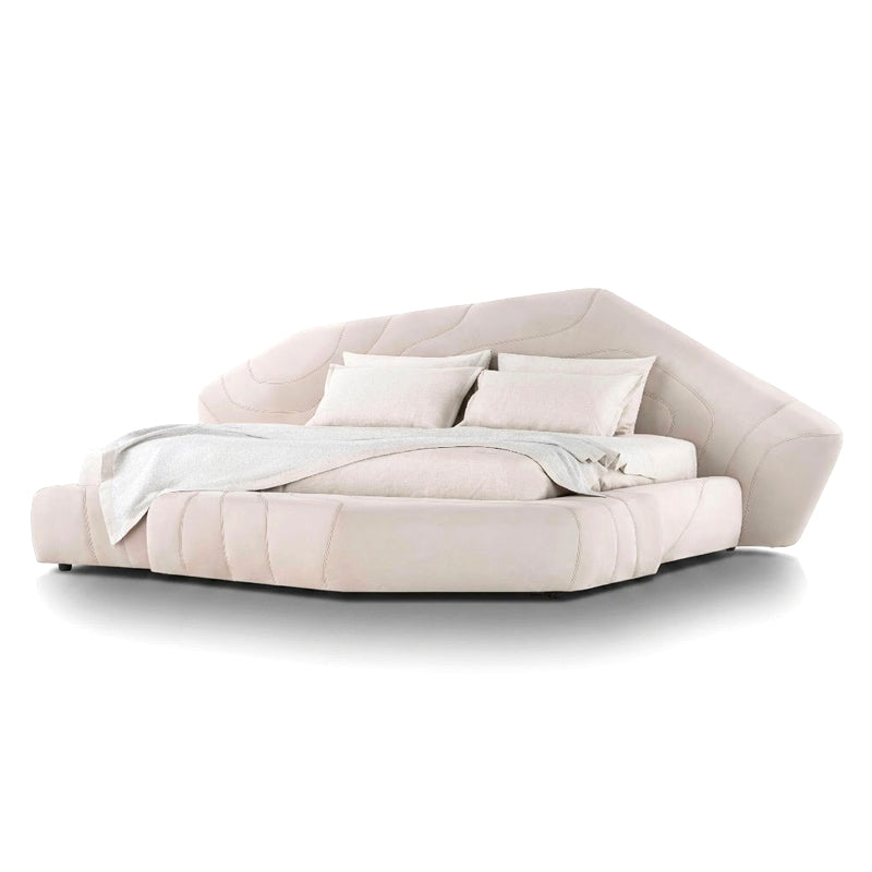 Neolito Modern Artistic Designer White Leather Double Large Bed