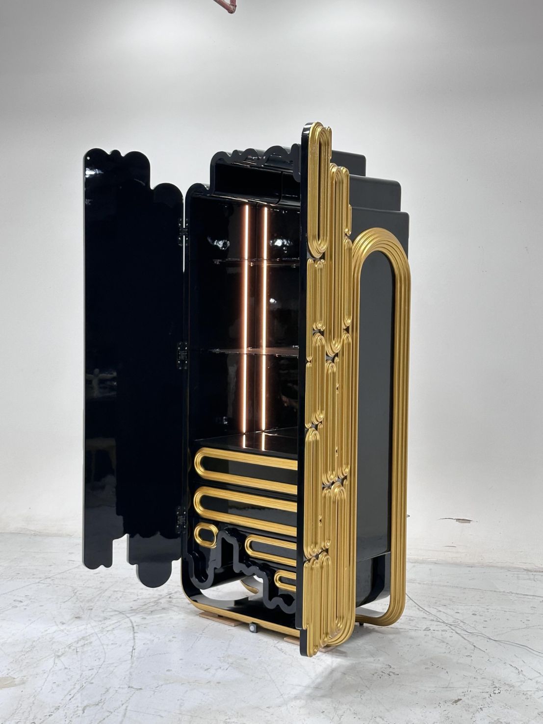 OBLONG GOLD Luxury designer irregular solid wood CABINET