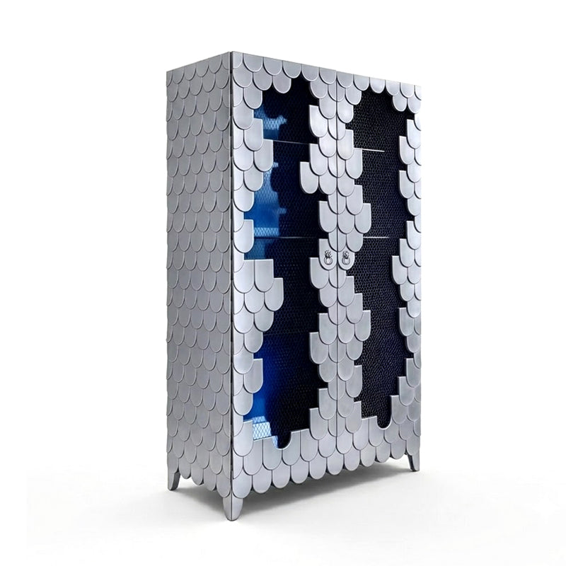 Oporto Villa Designer Glass Upscale Metal Decorative Wine Cabinet