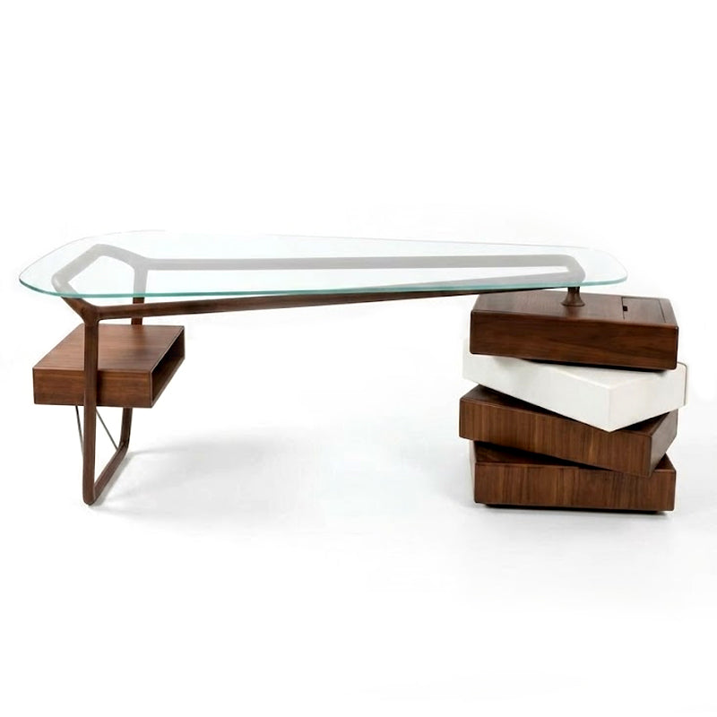 Omaggio Italian Artistic Minimalism Solid Wood Customize Glass Desk