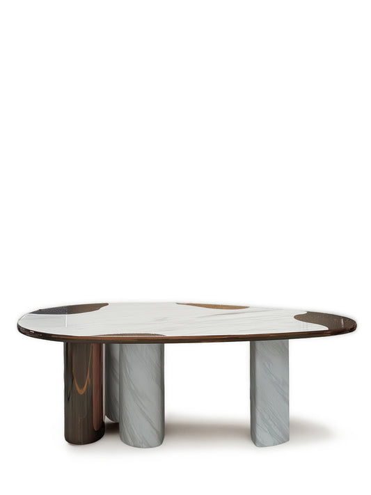 Oval marble high-end dining table for multiple people