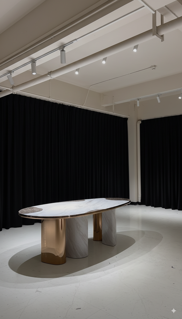 Oval marble high-end dining table for multiple people