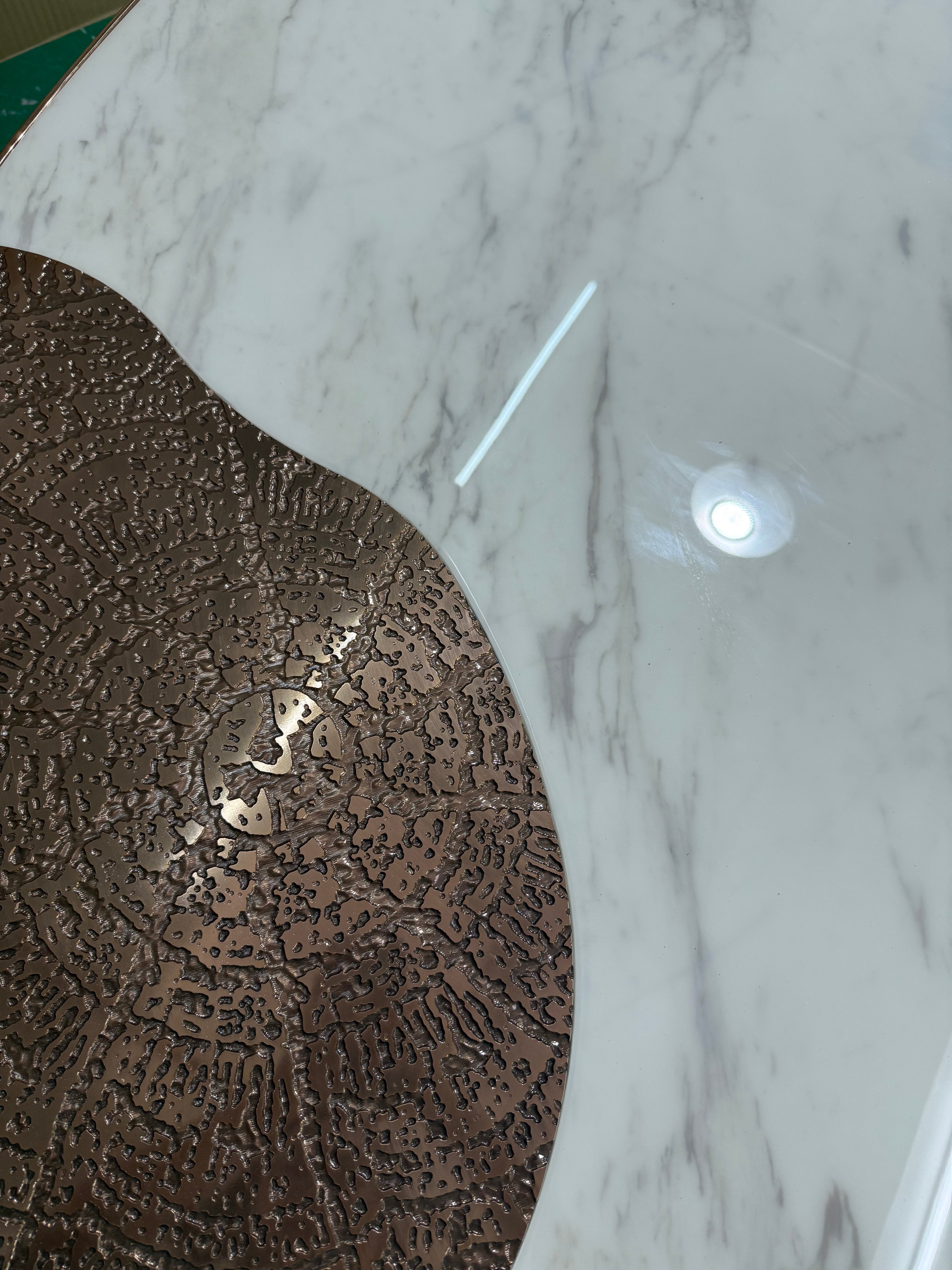 Oval marble high-end dining table for multiple people