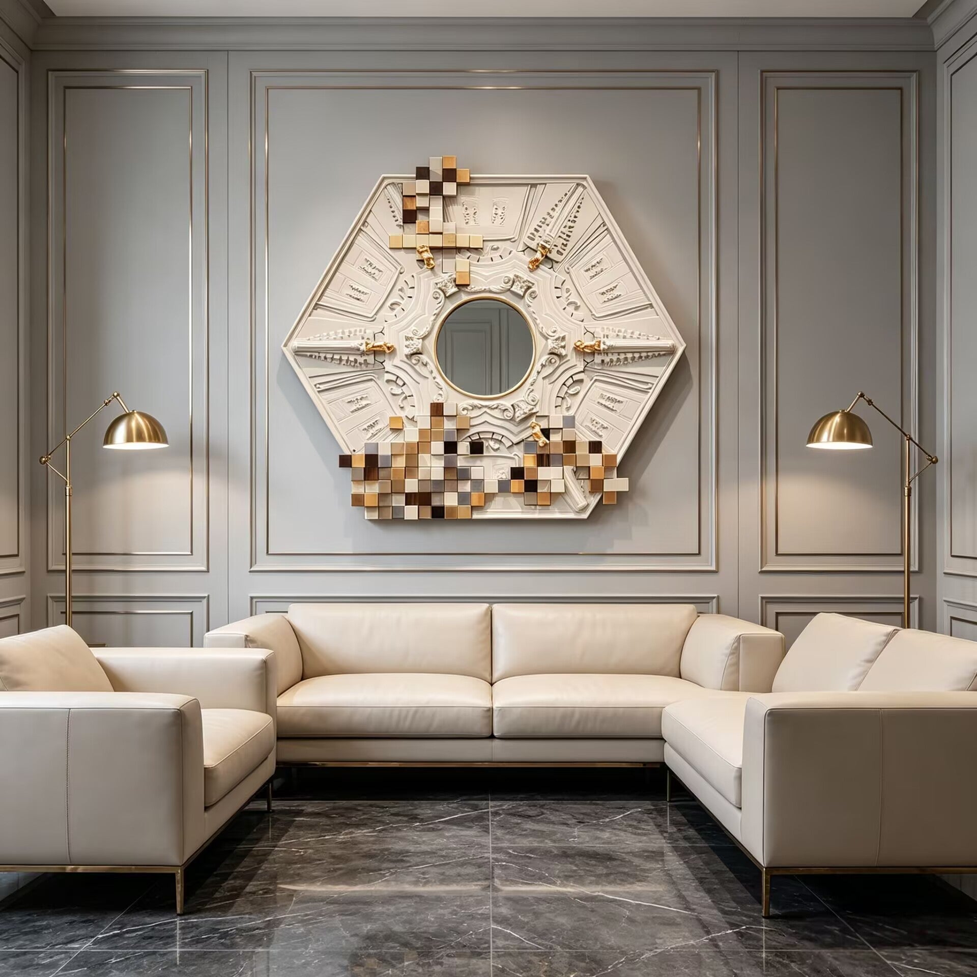 Piccadilly Designer Artistic Solid Wood Stacking Decorative Mirror