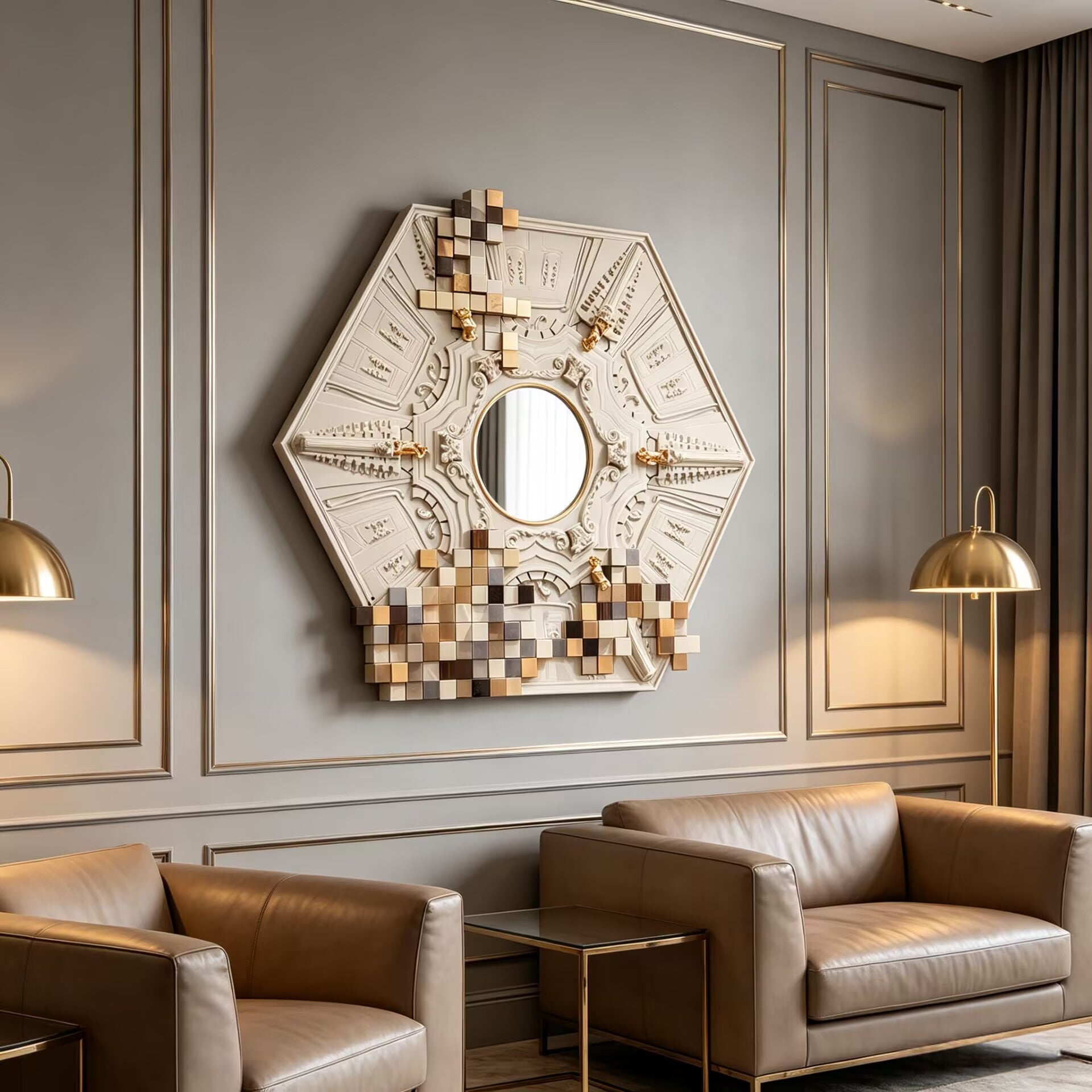 Piccadilly Designer Artistic Solid Wood Stacking Decorative Mirror