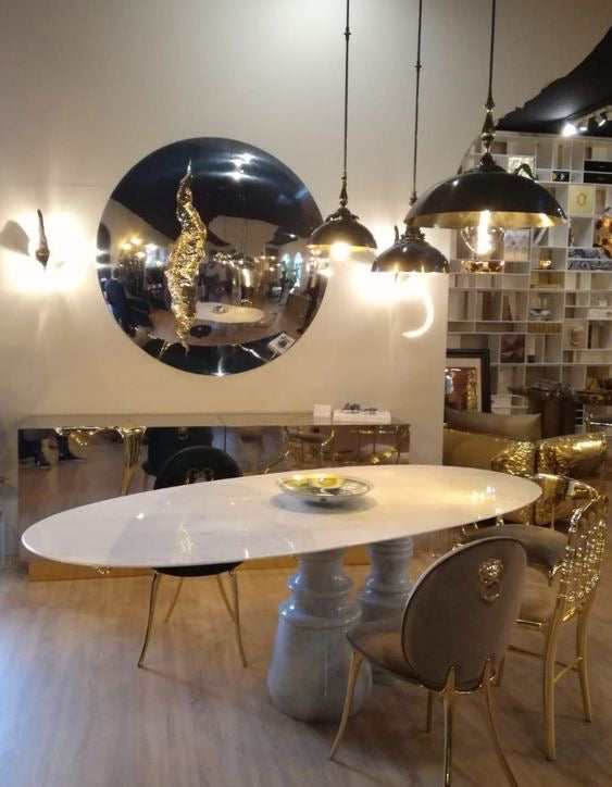 PIETRA OVAL XL NERO MARQUINA MARBLE DINING TABLE