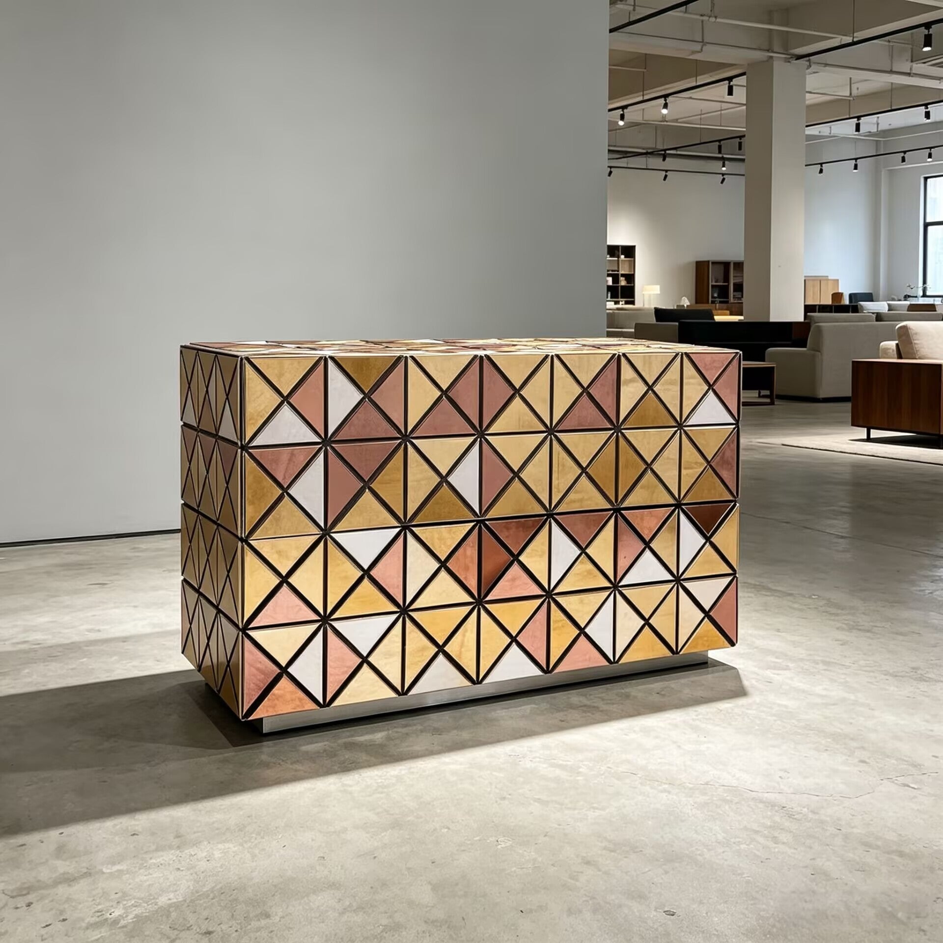Pixel High Quality Art Hand-Painted Solid Wood Metal Nightstand
